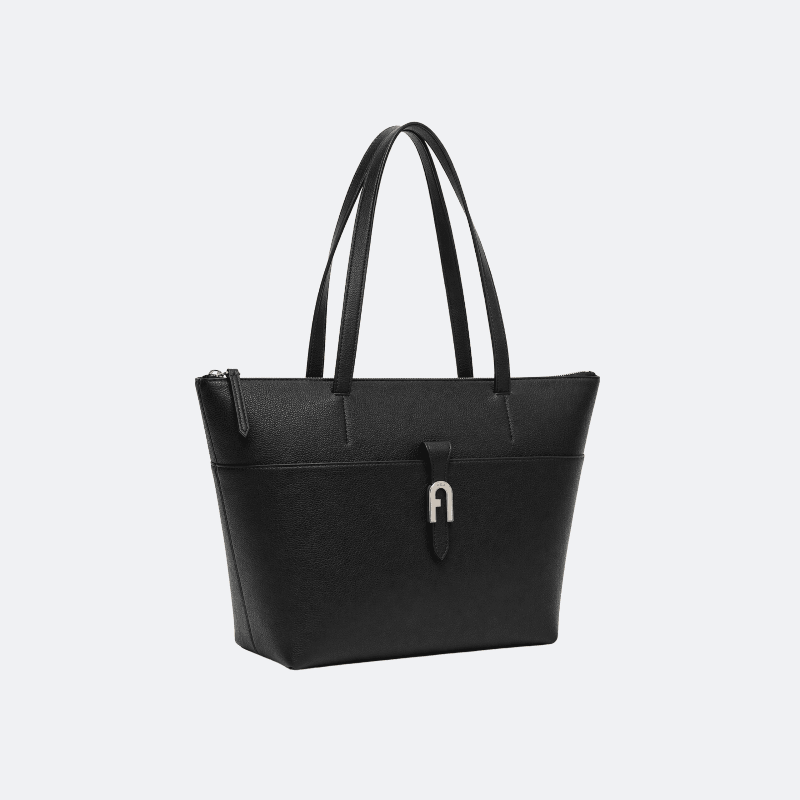 Furla Structured Tote Bag in Grained Leather – Black alternate