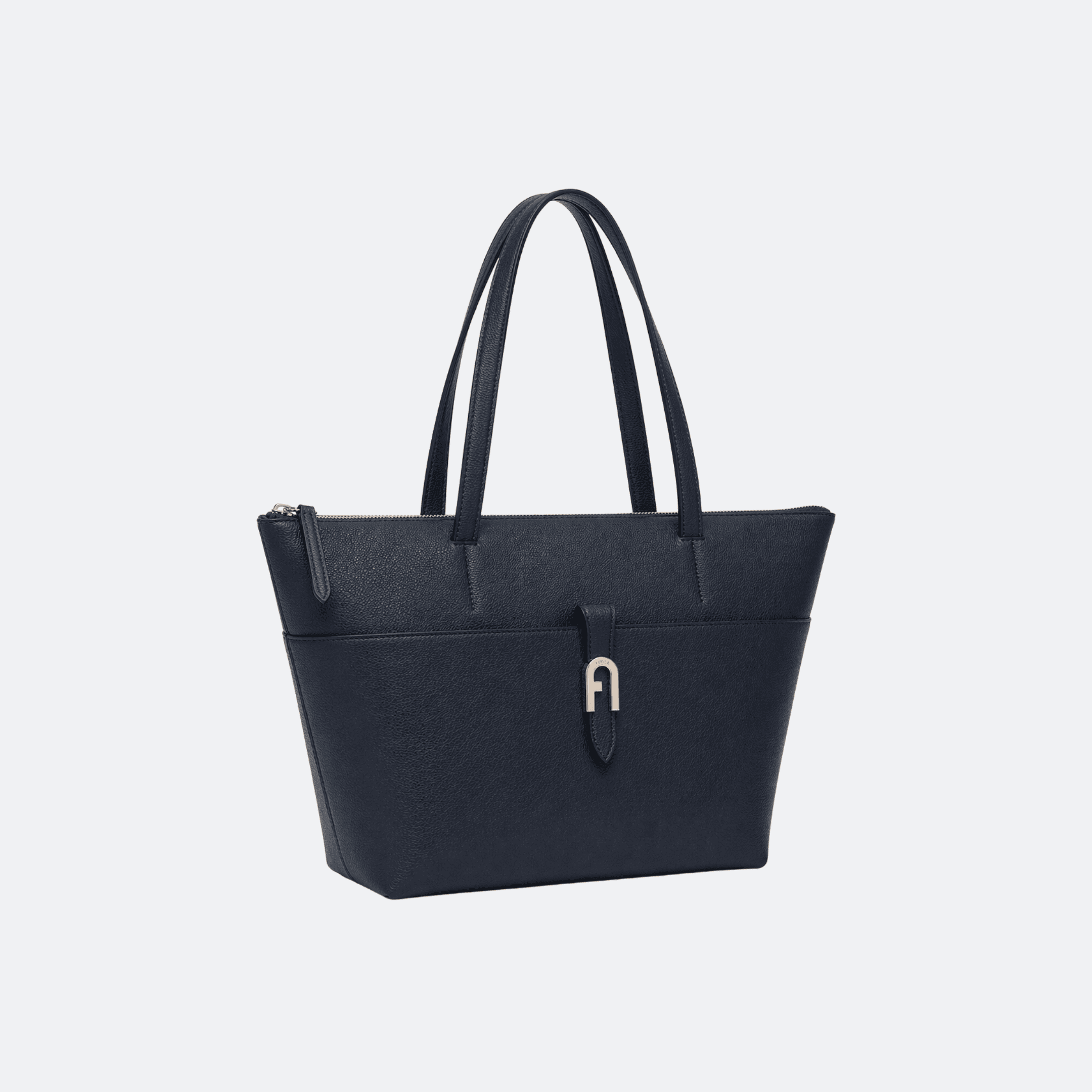 Furla Structured Tote Bag in Grained Leather – Navy Blue alternate