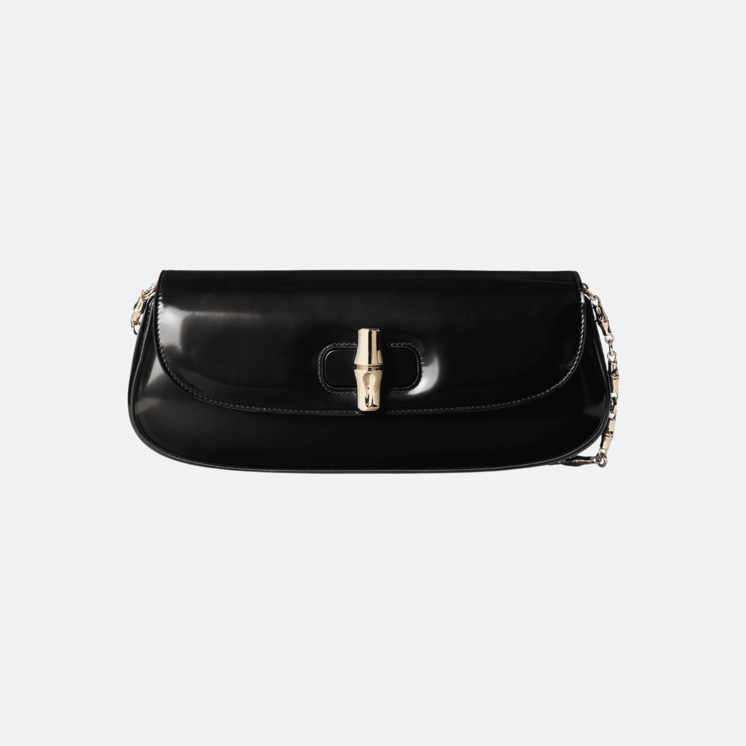 Gucci Bamboo Black Patent Leather Clutch