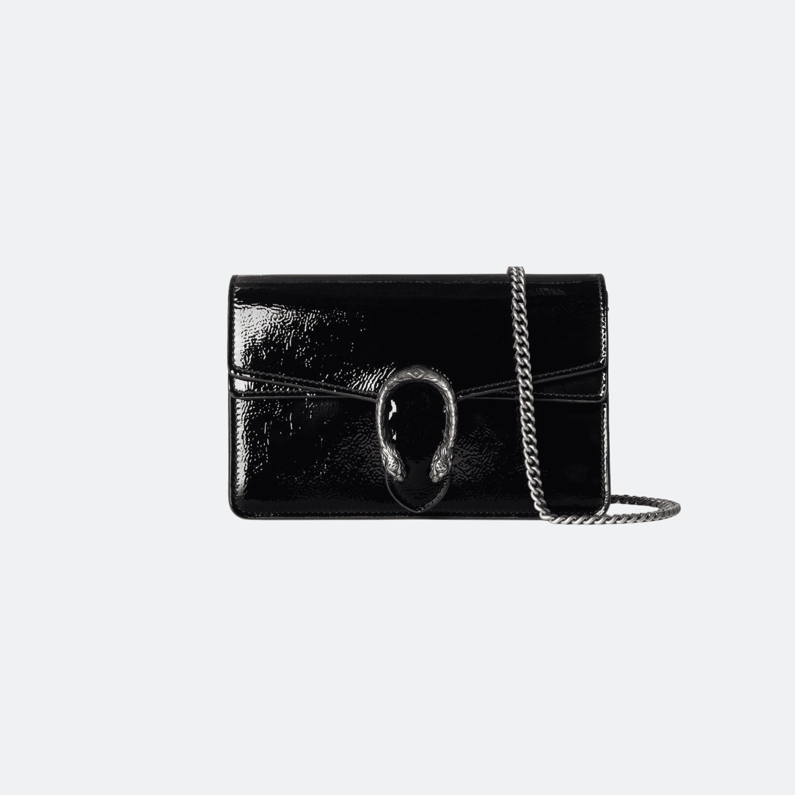 Gucci Dionysus Black Patent Leather Super Mini Shoulder Bag