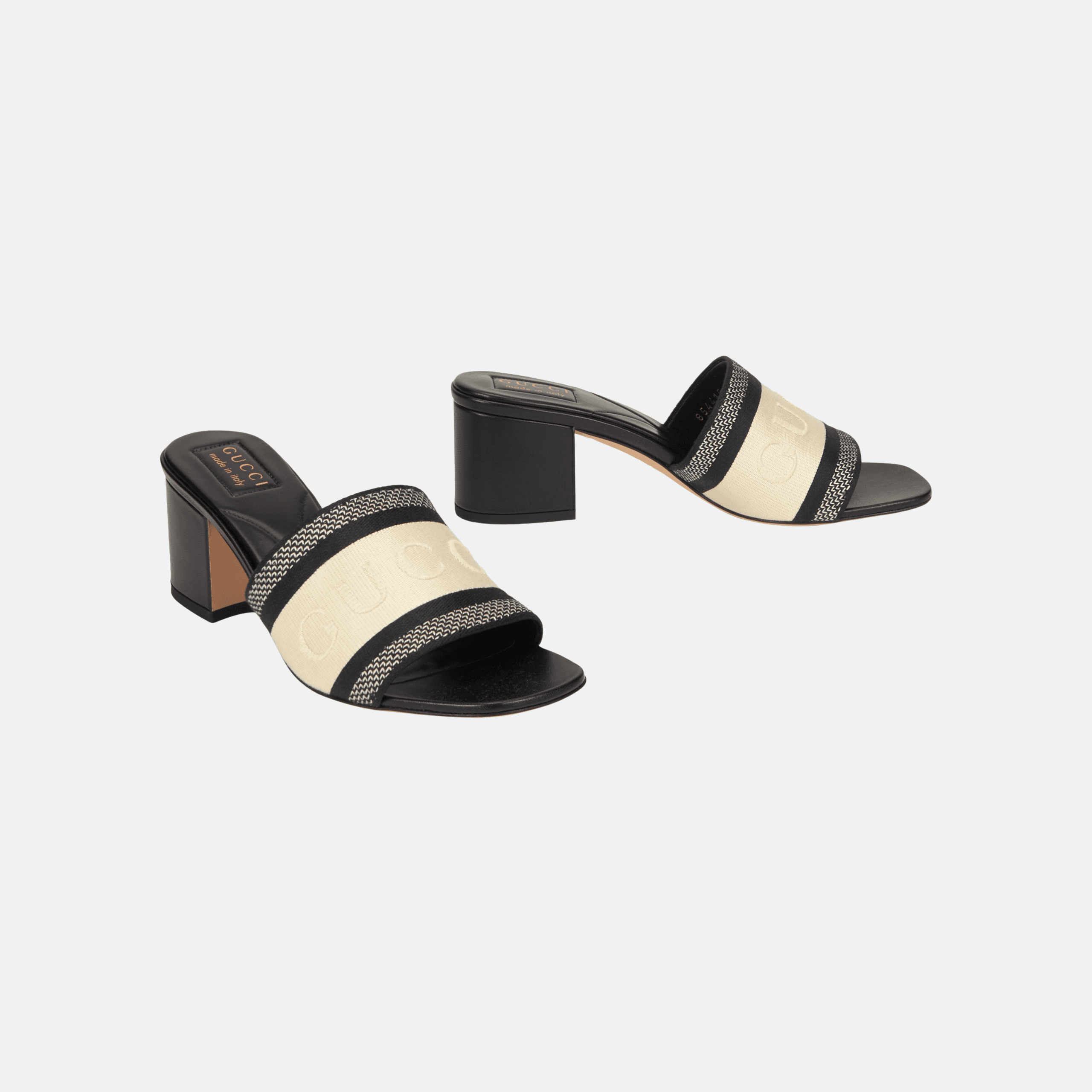 Gucci GG Canvas Mid-Heel Slide Sandals – Beige/Black alternate
