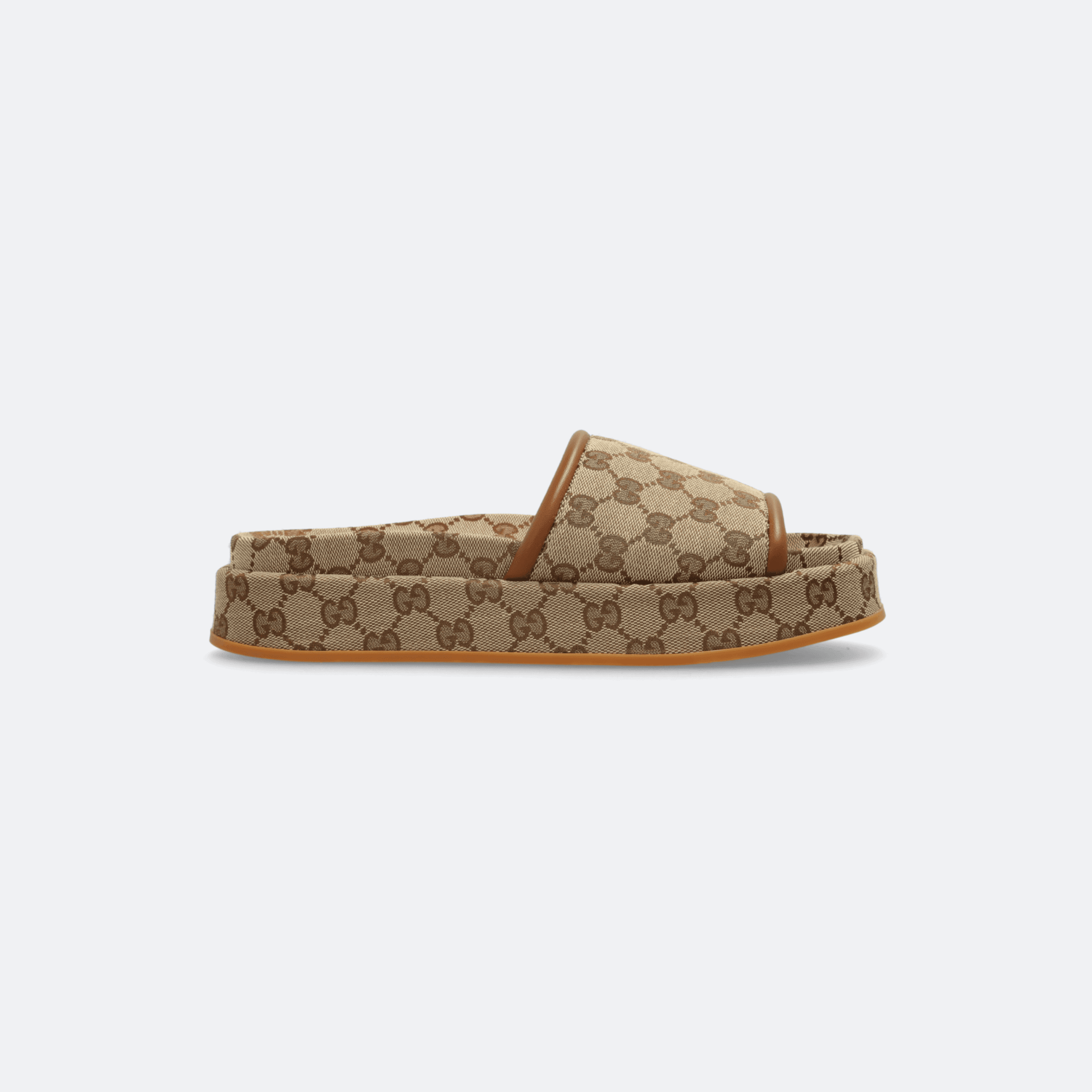 Gucci GG Canvas Slide Platform Sandals - Beige Ebony