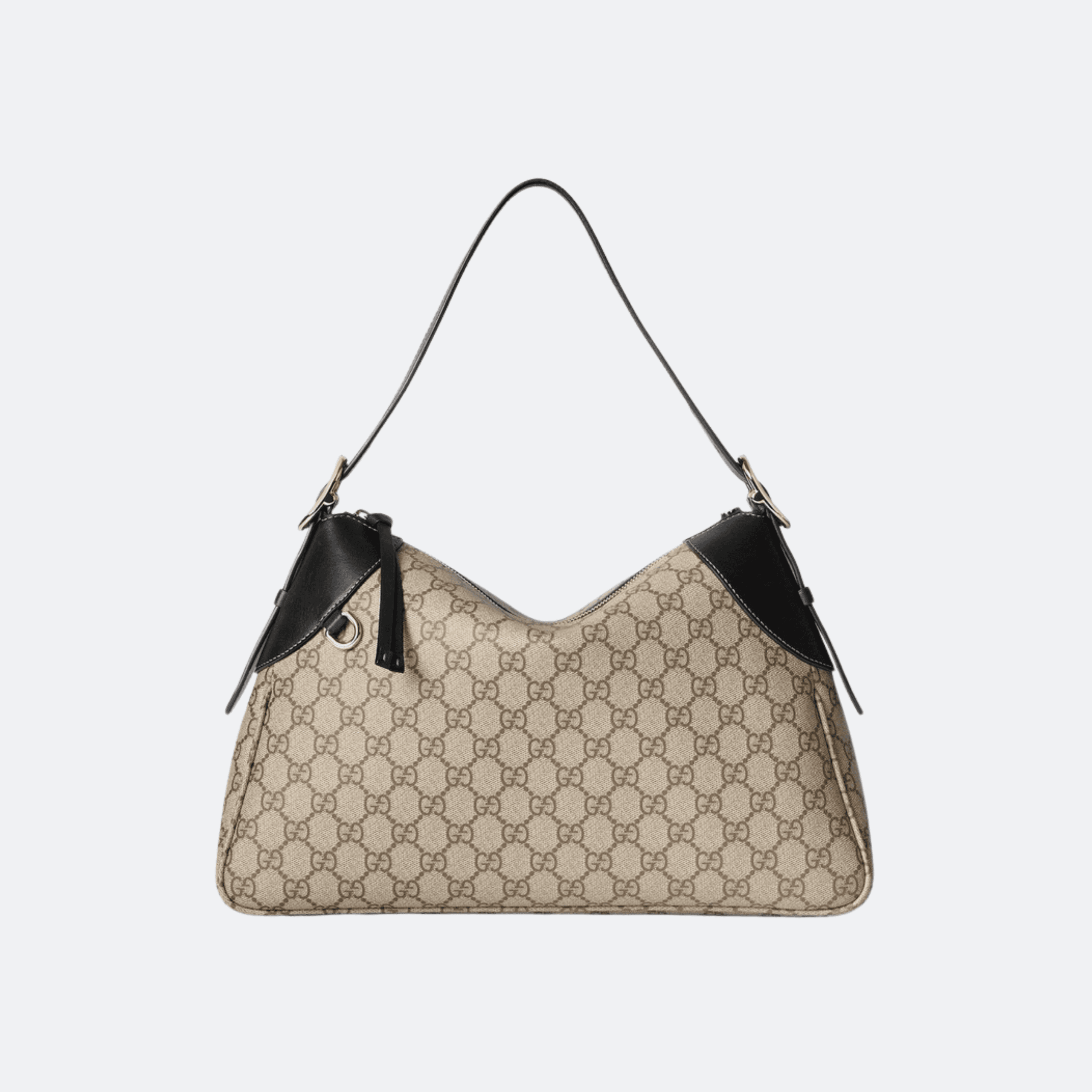 Gucci GG Emblem Medium Black Shoulder Bag in Monogram Canvas