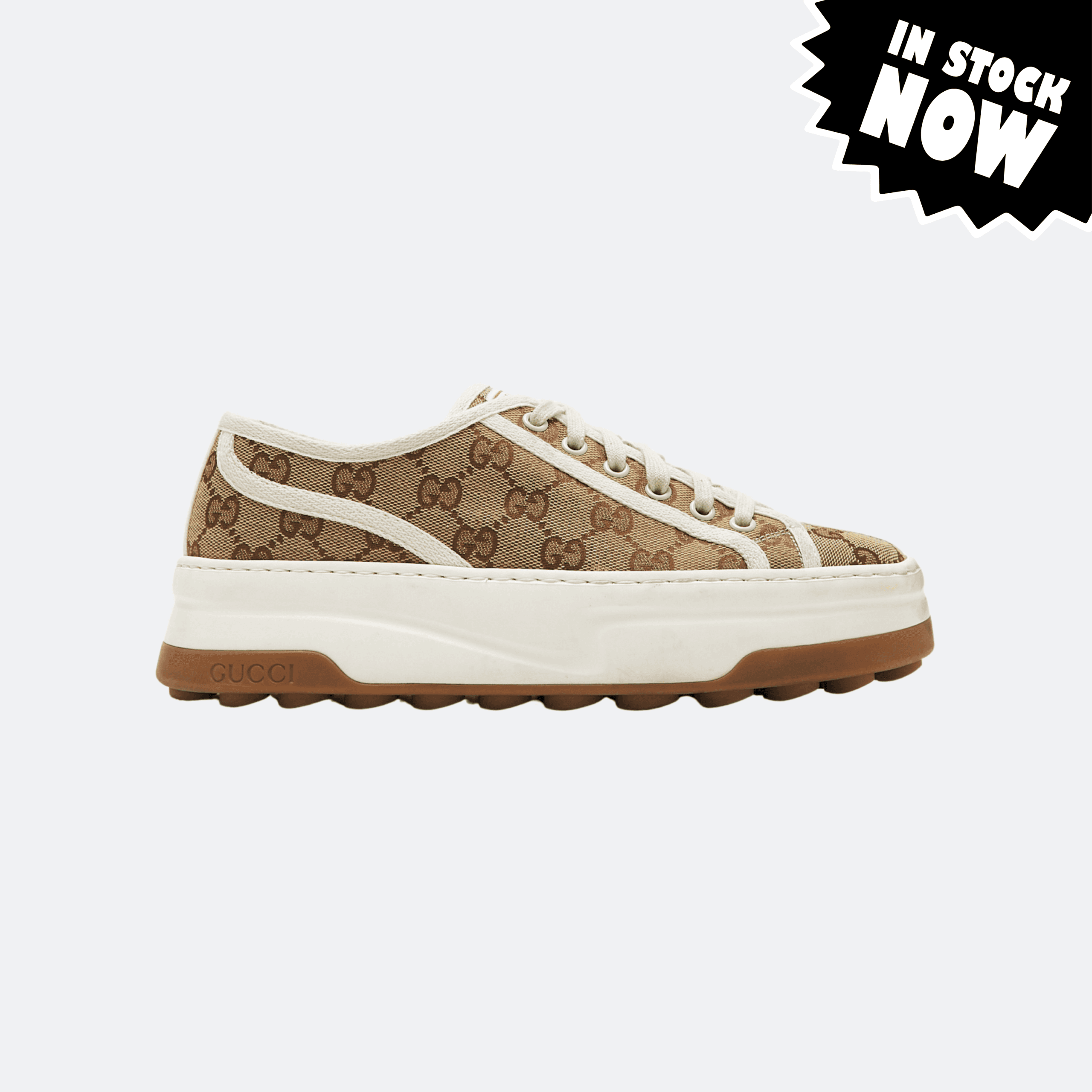 Gucci GG Supreme Canvas Low-Top Sneakers - Beige (37 in Stock)