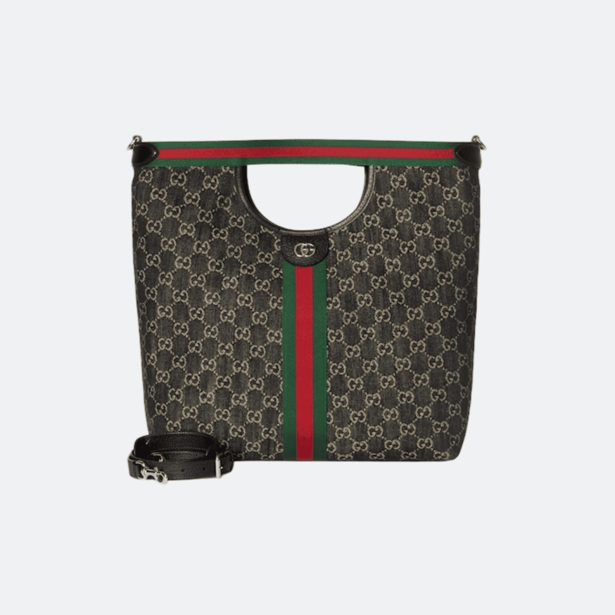 Gucci Giglio GG Supreme Large Canvas Tote/Shoulder Bag - Green/Ebony