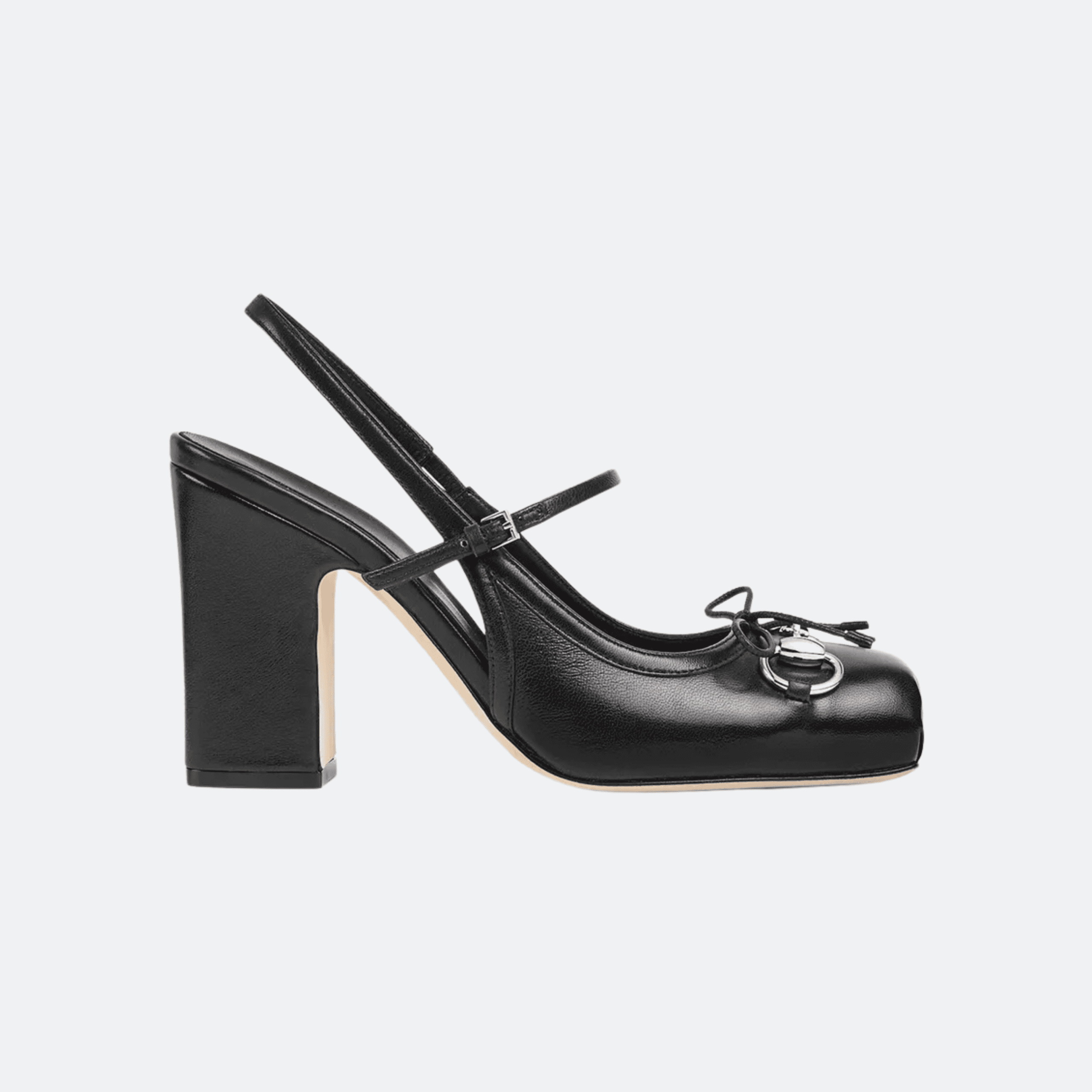 Gucci Horsebit Slingback Leather Pumps - Black