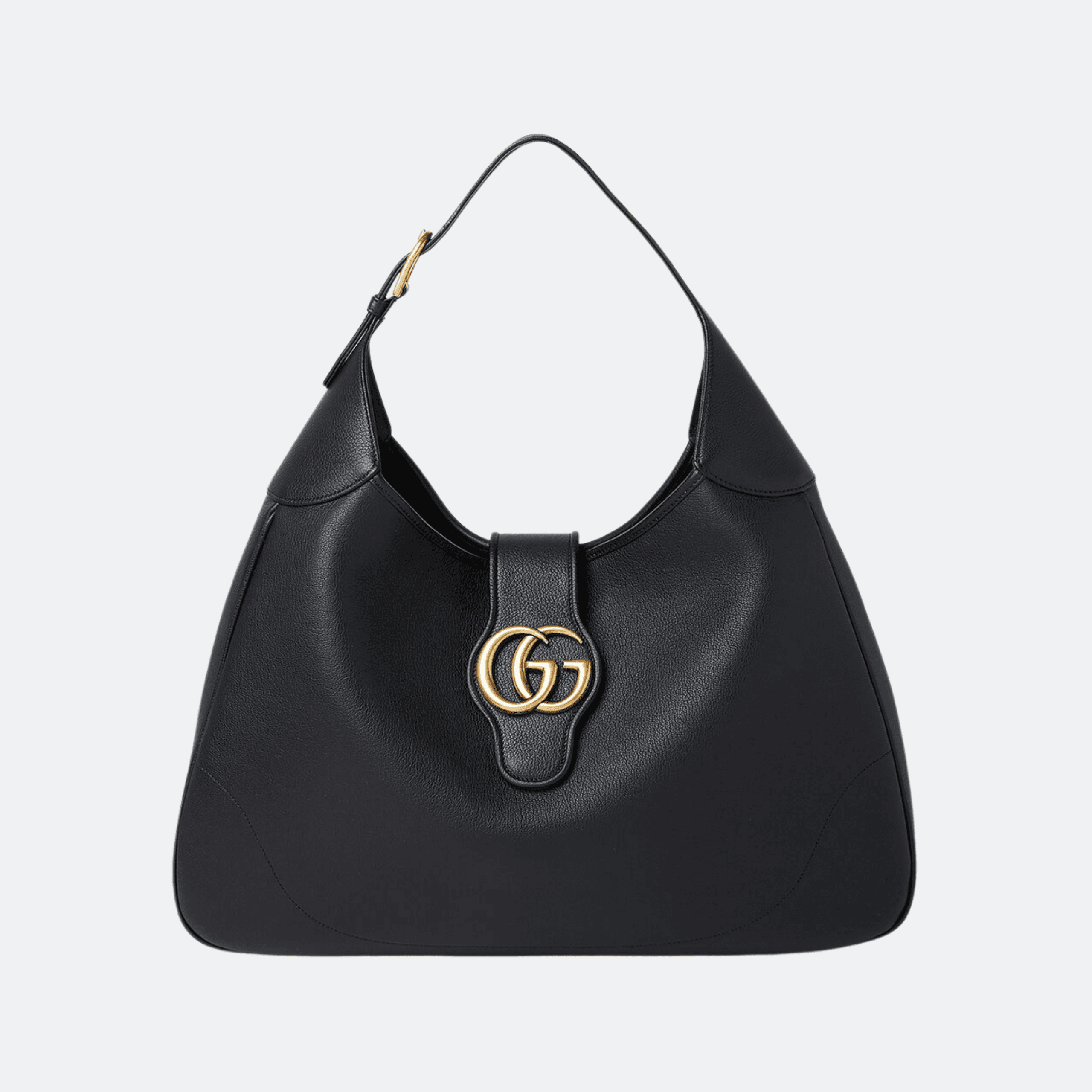 Gucci Leather Large Shoulder Bag with Interlocking GG – Black