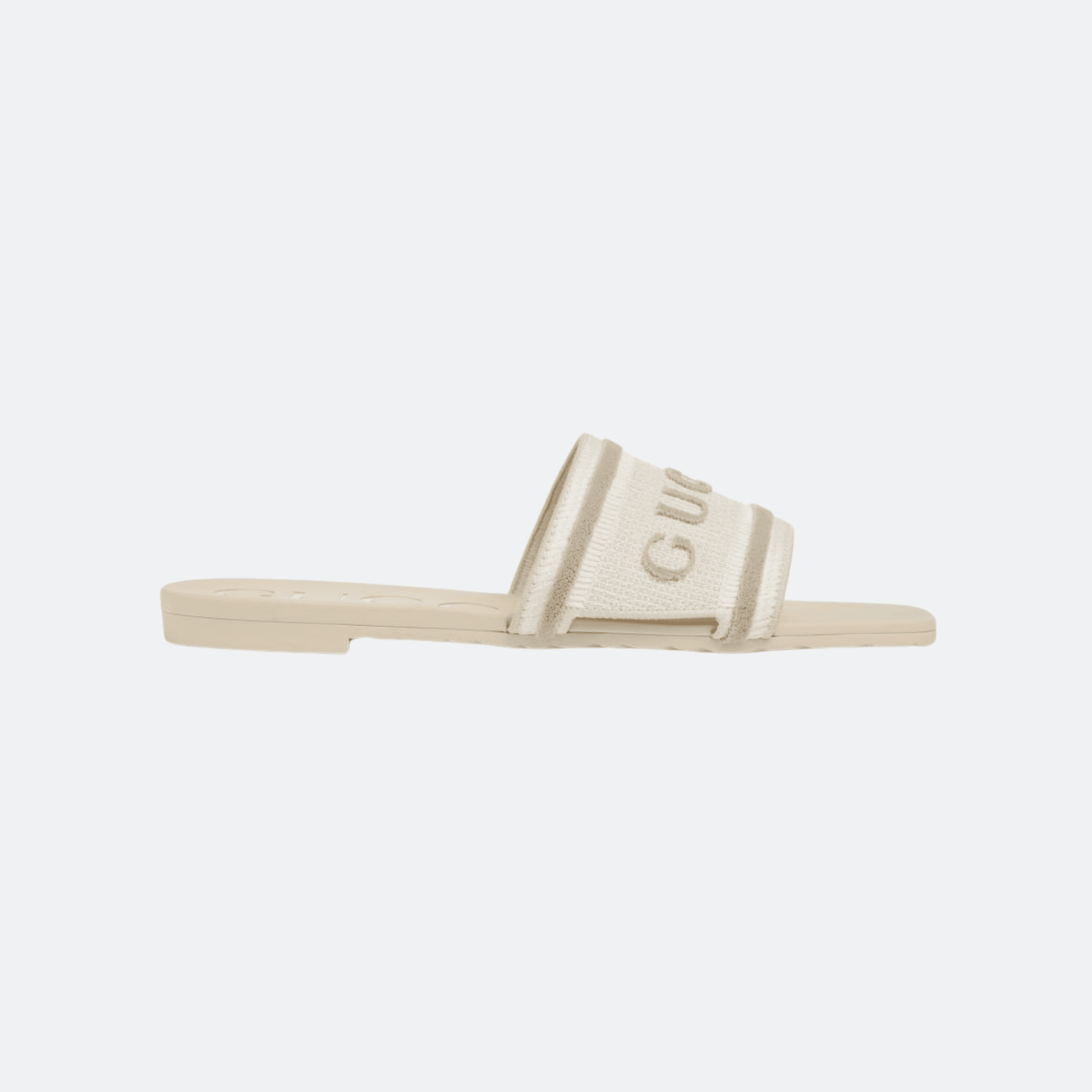 Gucci Logo-Embroidered Slide Sandals - White
