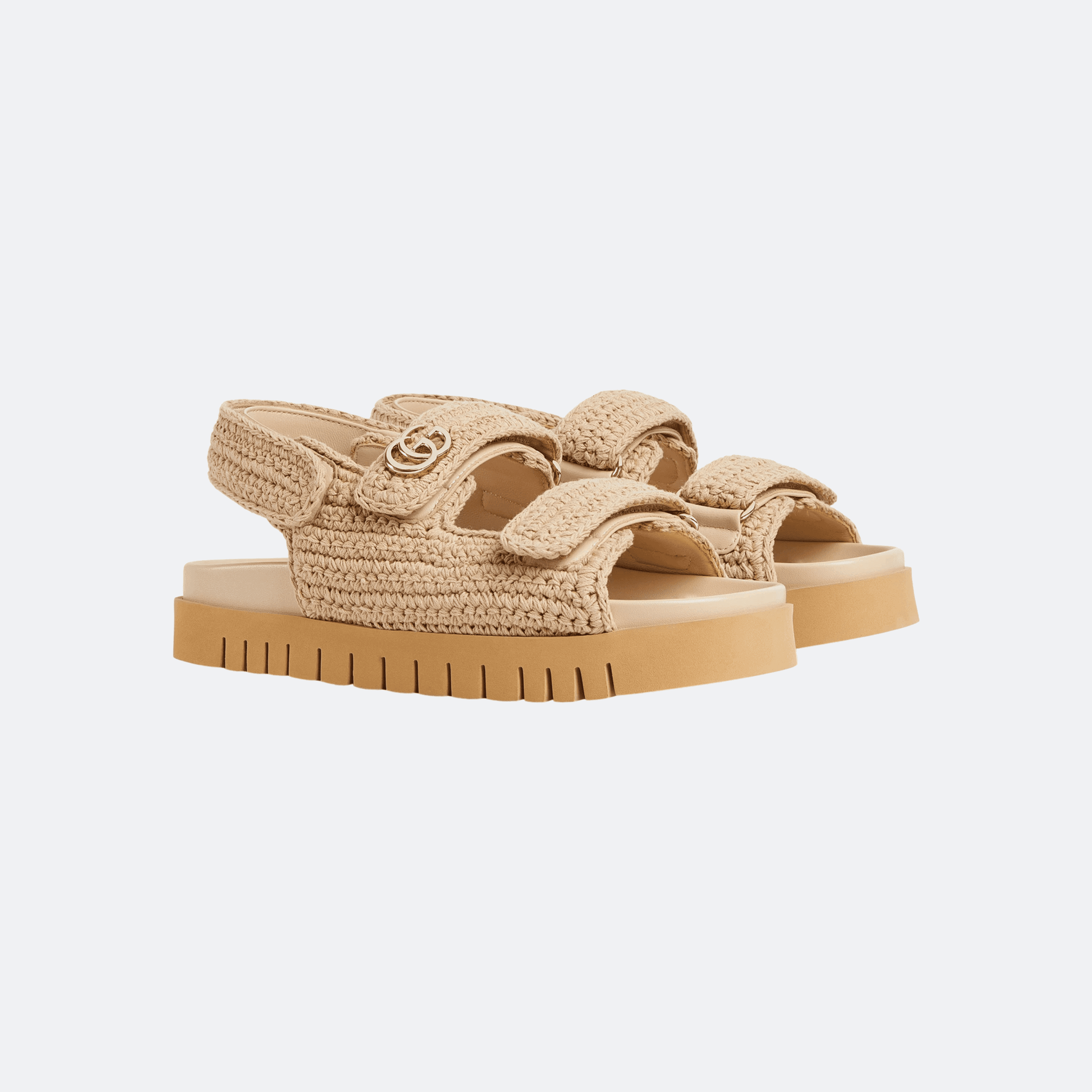 Gucci Marmont GG Logo Embellished Crochet Sandals - Beige alternate