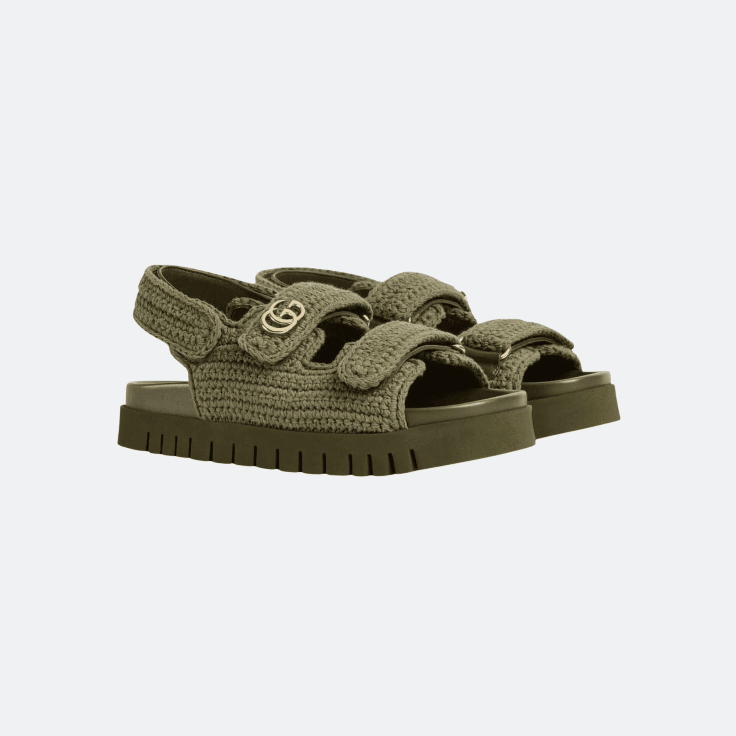 Gucci Marmont GG Logo Embellished Crochet Sandals - Green alternate