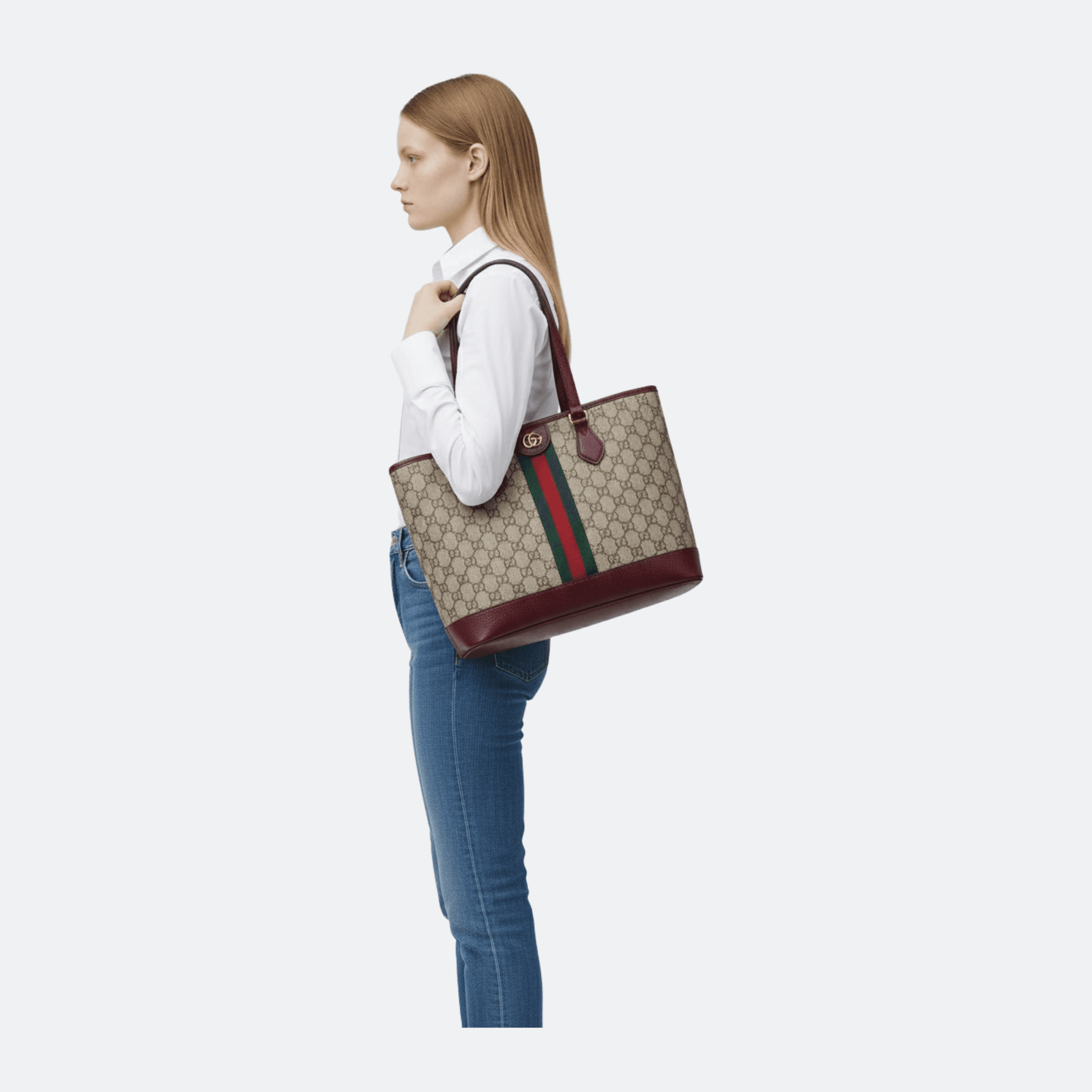Gucci Ophidia Canvas Beige-Burgundy Medium Tote Bag alternate
