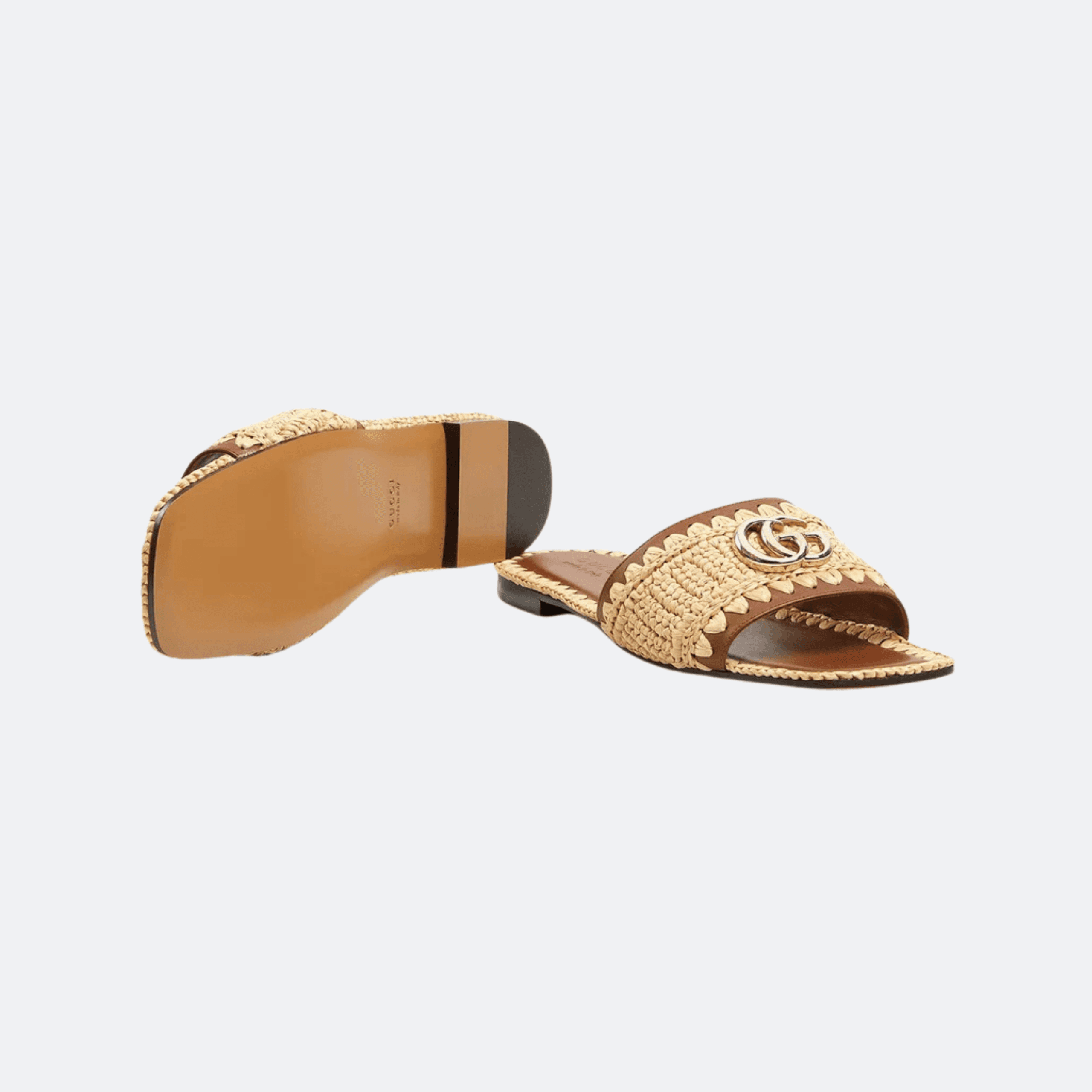 Gucci Raffia Crochet Slide Sandals - Beige alternate