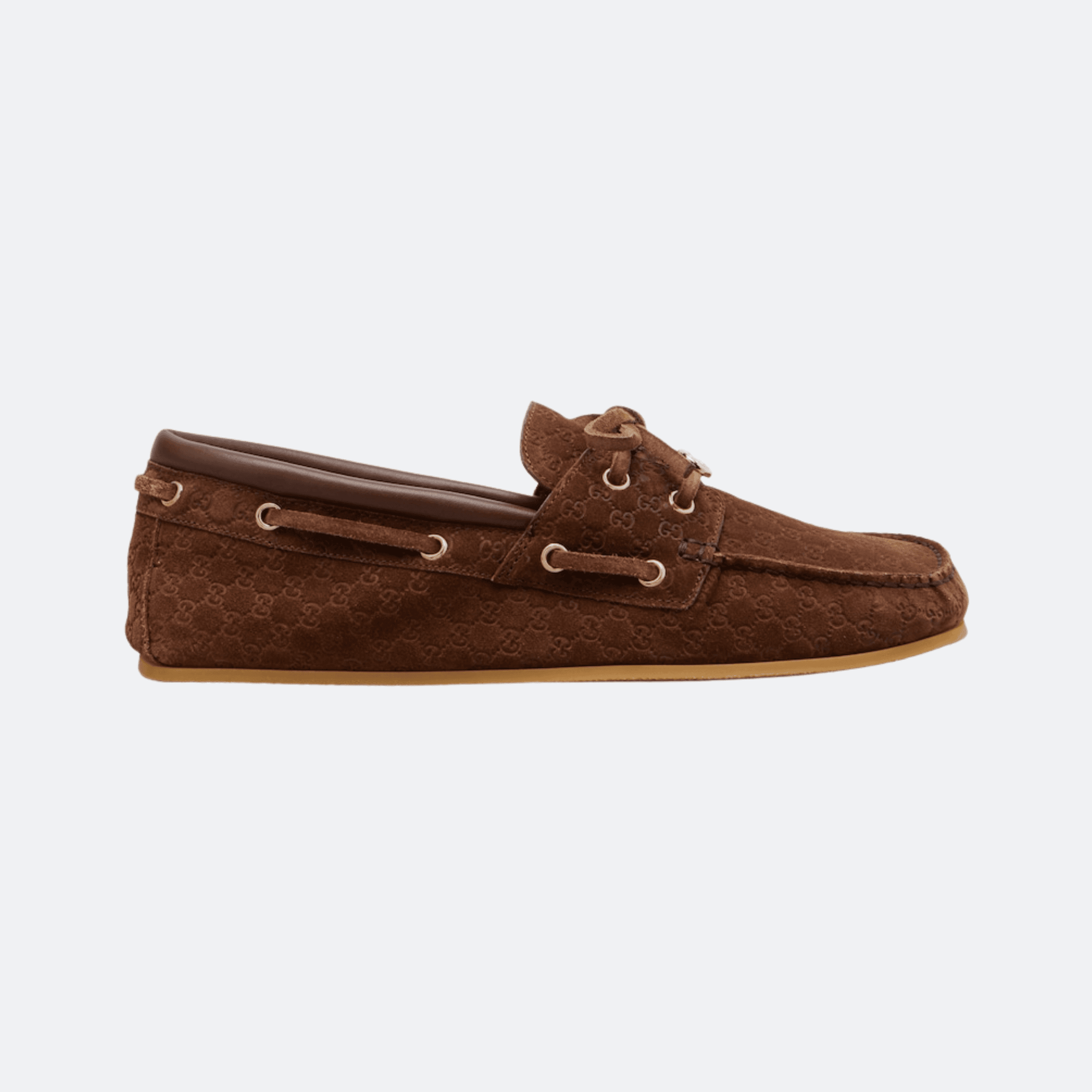 Gucci Suede Boat Shoes For Women - Brown