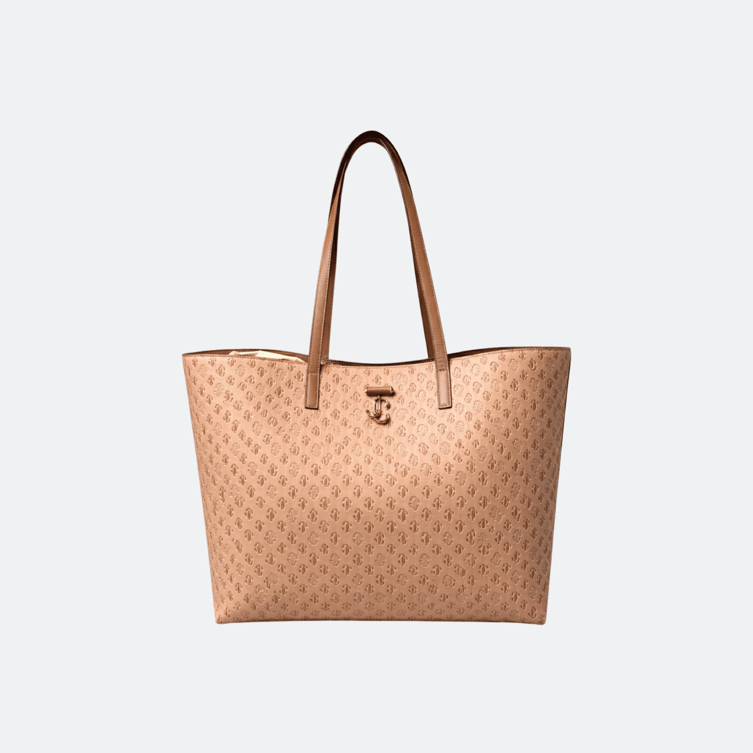 Jimmy Choo Embossed Logo Leather Tote Bag For Women - Nude