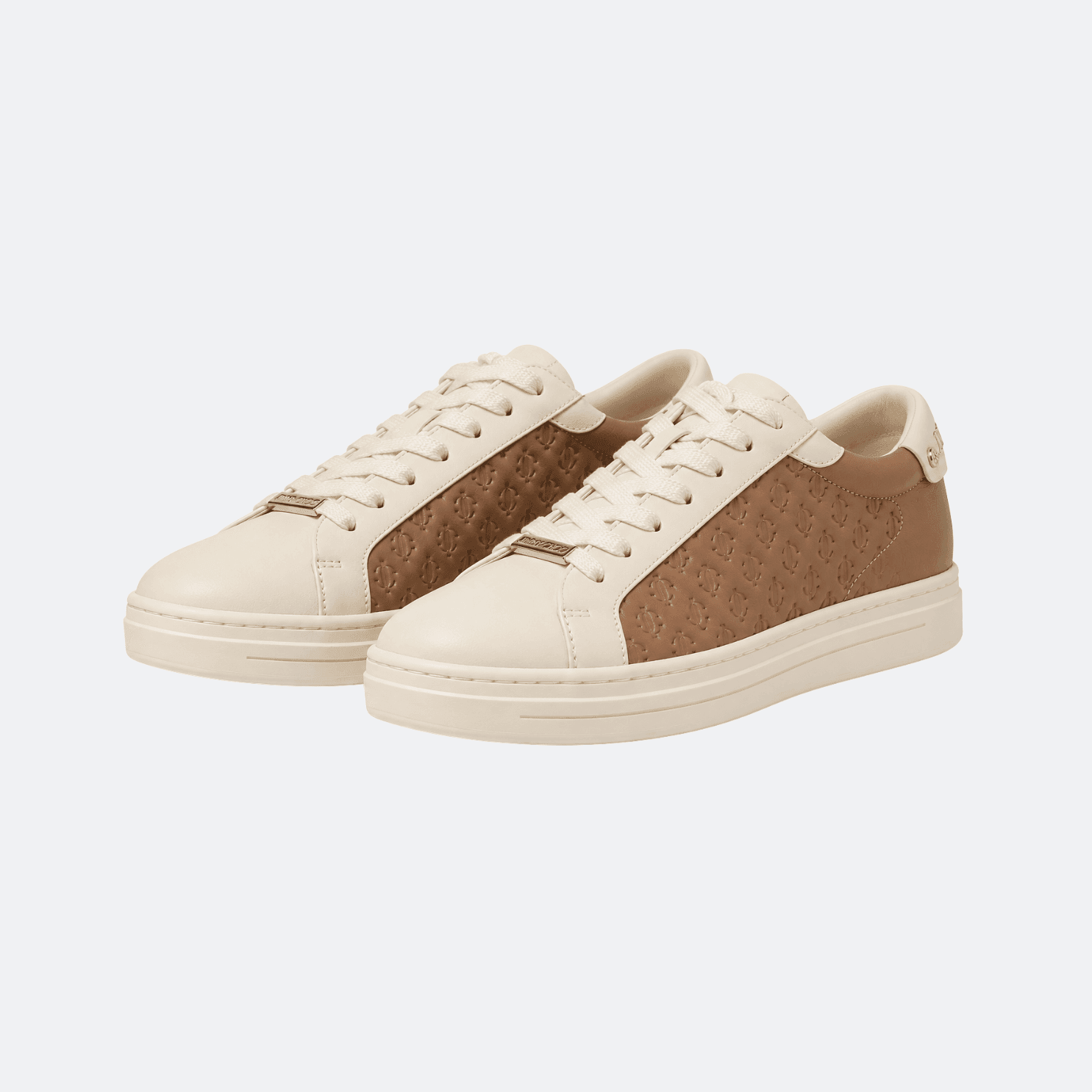 Jimmy Choo Logo Embossed Sneakers For Women - Ivory/Taupe alternate