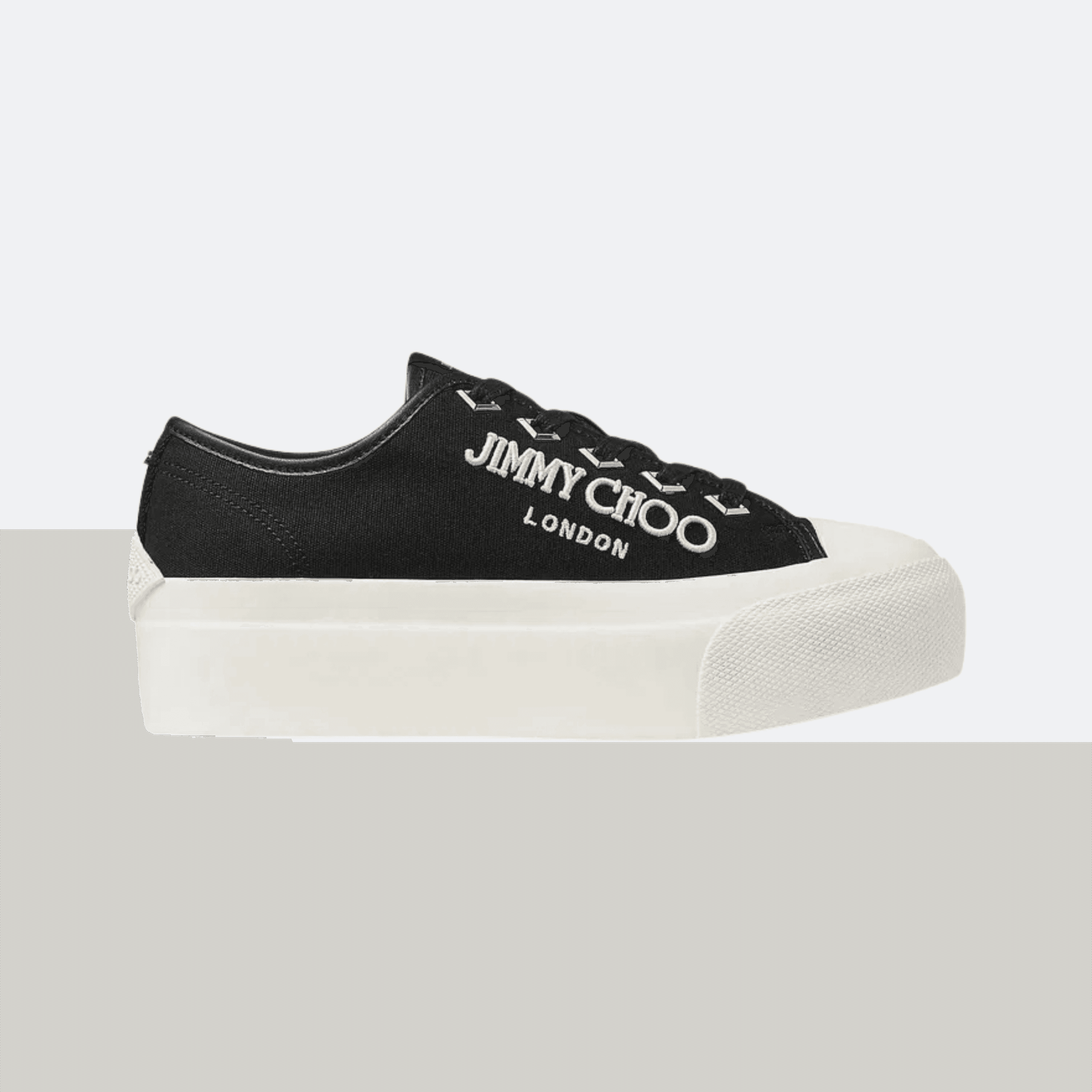 Jimmy Choo Palma Maxi Logo-Embroidered Canvas Low-Top Trainers For Women - Black