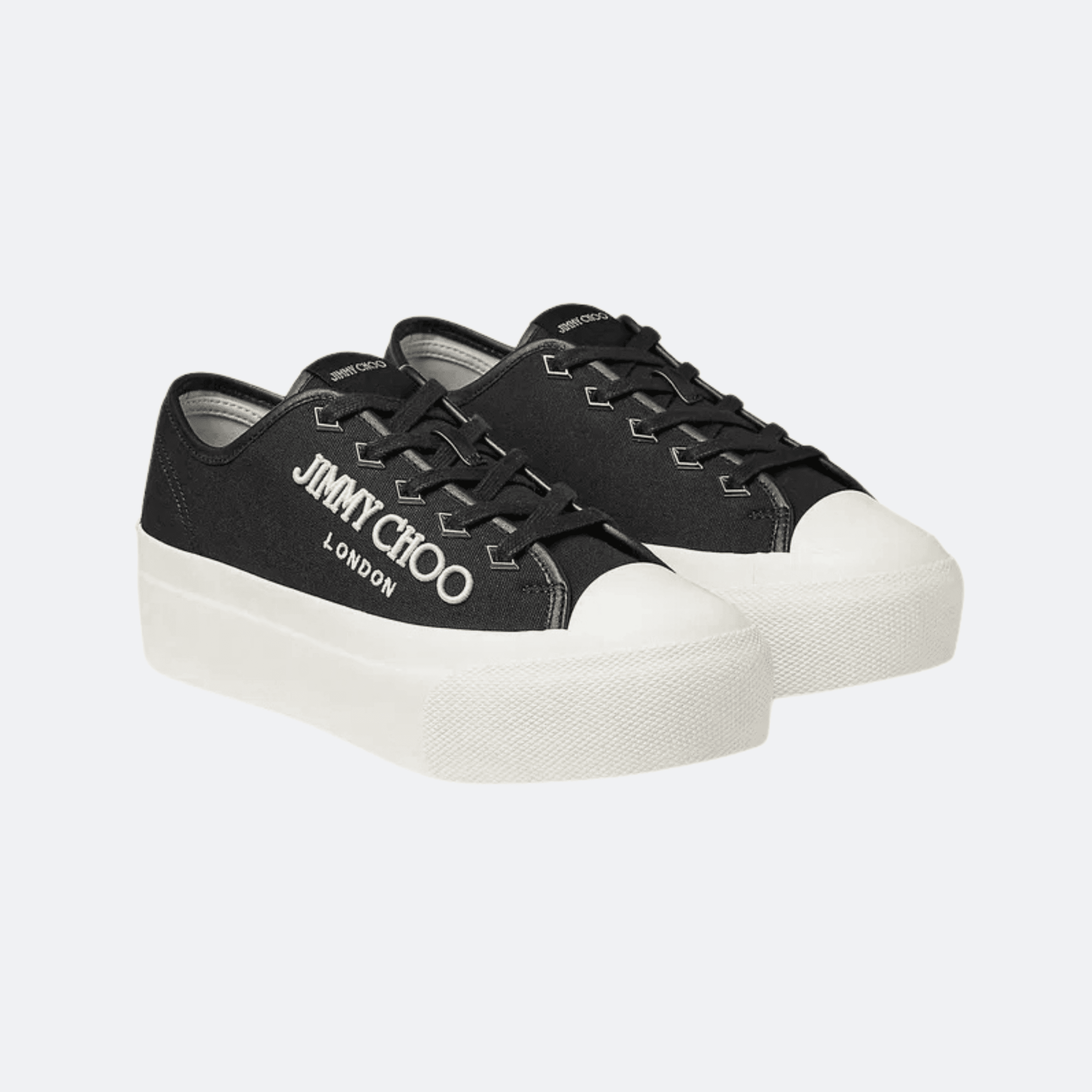 Jimmy Choo Palma Maxi Logo-Embroidered Canvas Low-Top Trainers For Women - Black alternate