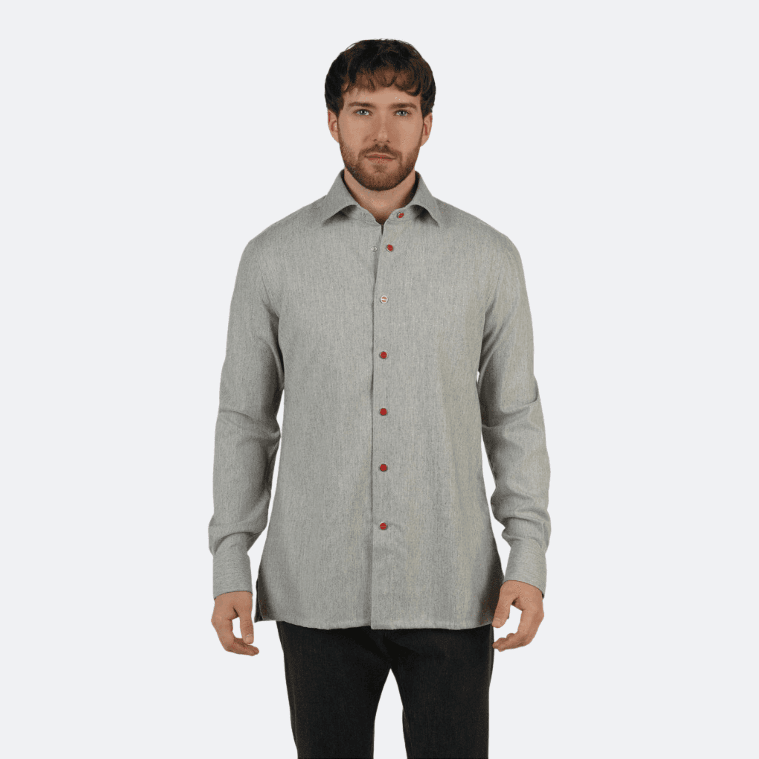 Kiton Wool Shirt For Men - Light Grey