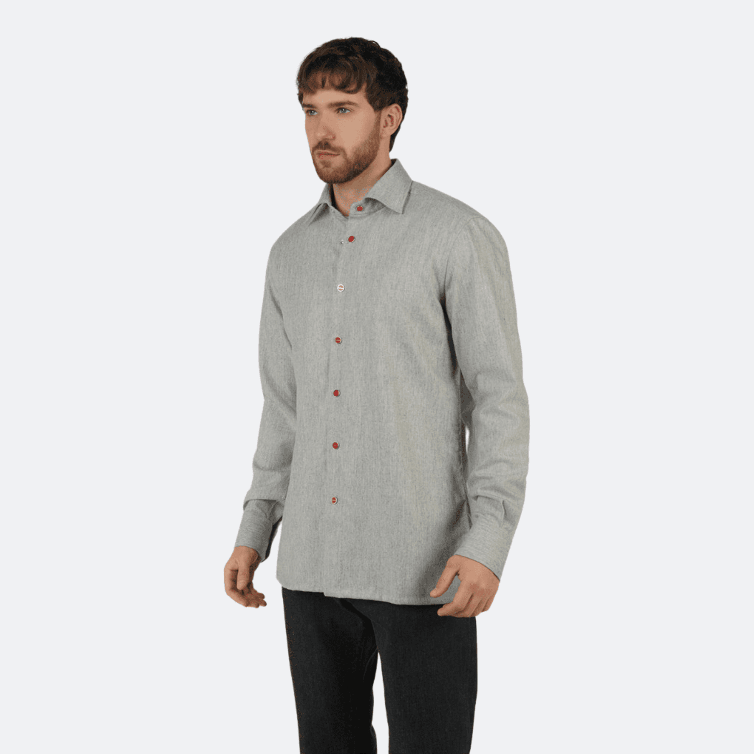 Kiton Wool Shirt For Men - Light Grey alternate