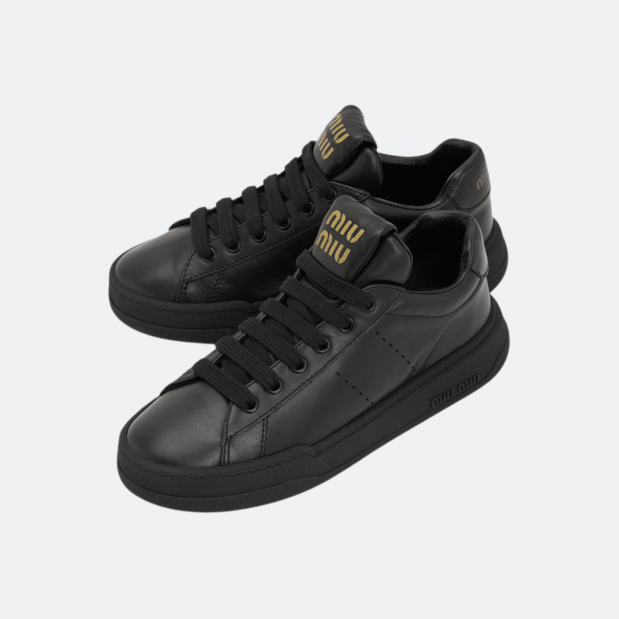 Miu Miu Black Low-Top Leather Sneakers alternate