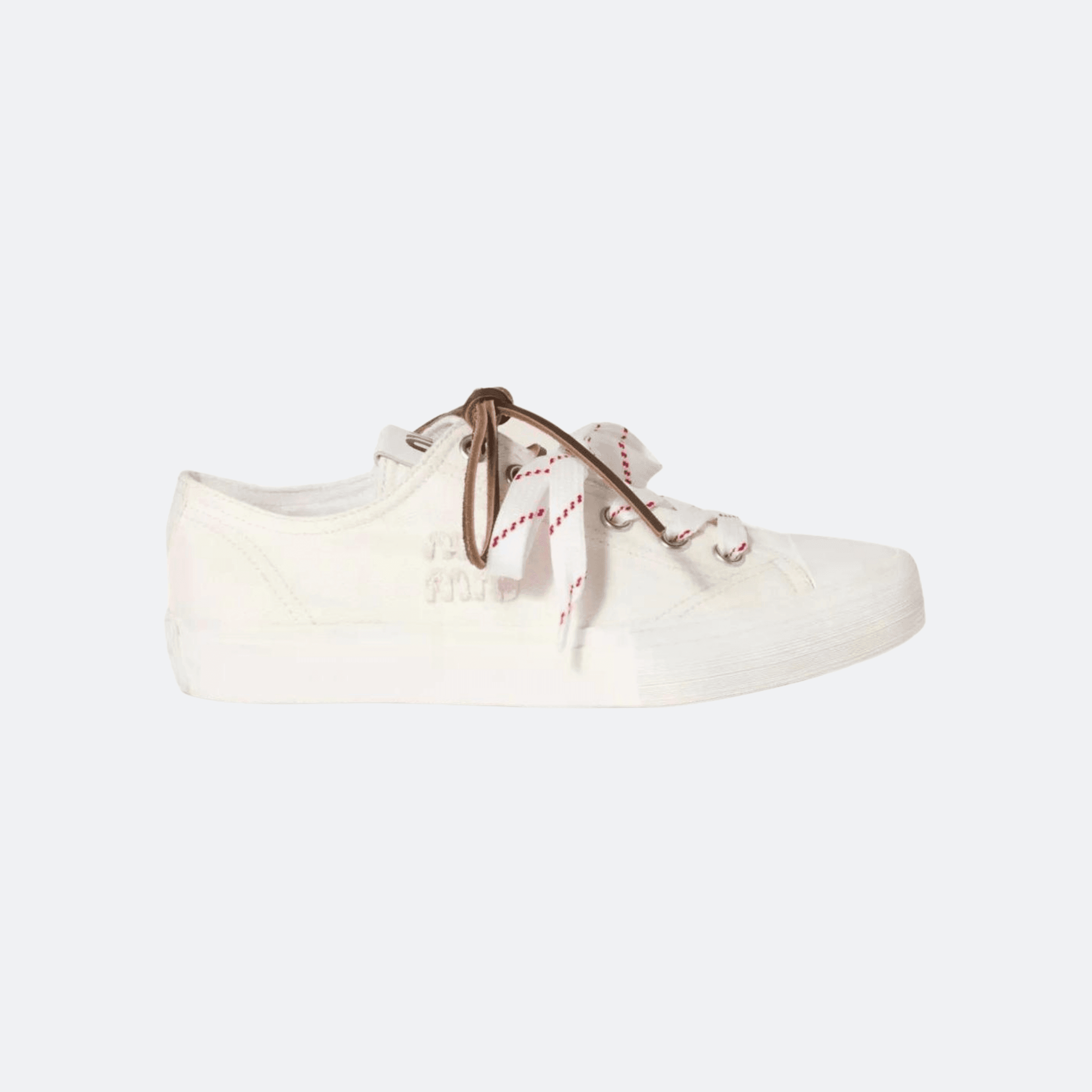 Miu Miu Canvas Low-Top Sneakers with Oversized Laces - White
