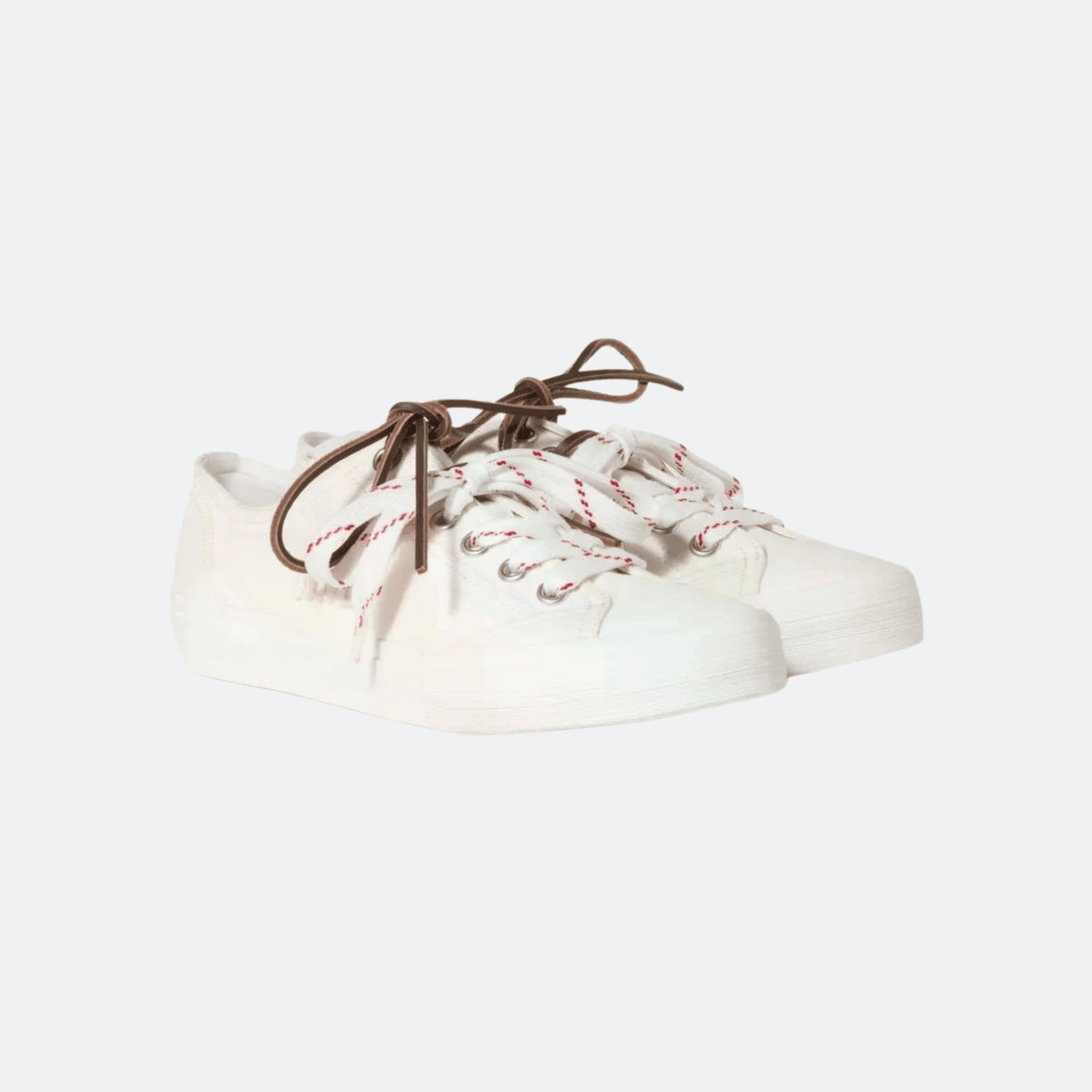 Miu Miu Canvas Low-Top Sneakers with Oversized Laces - White alternate