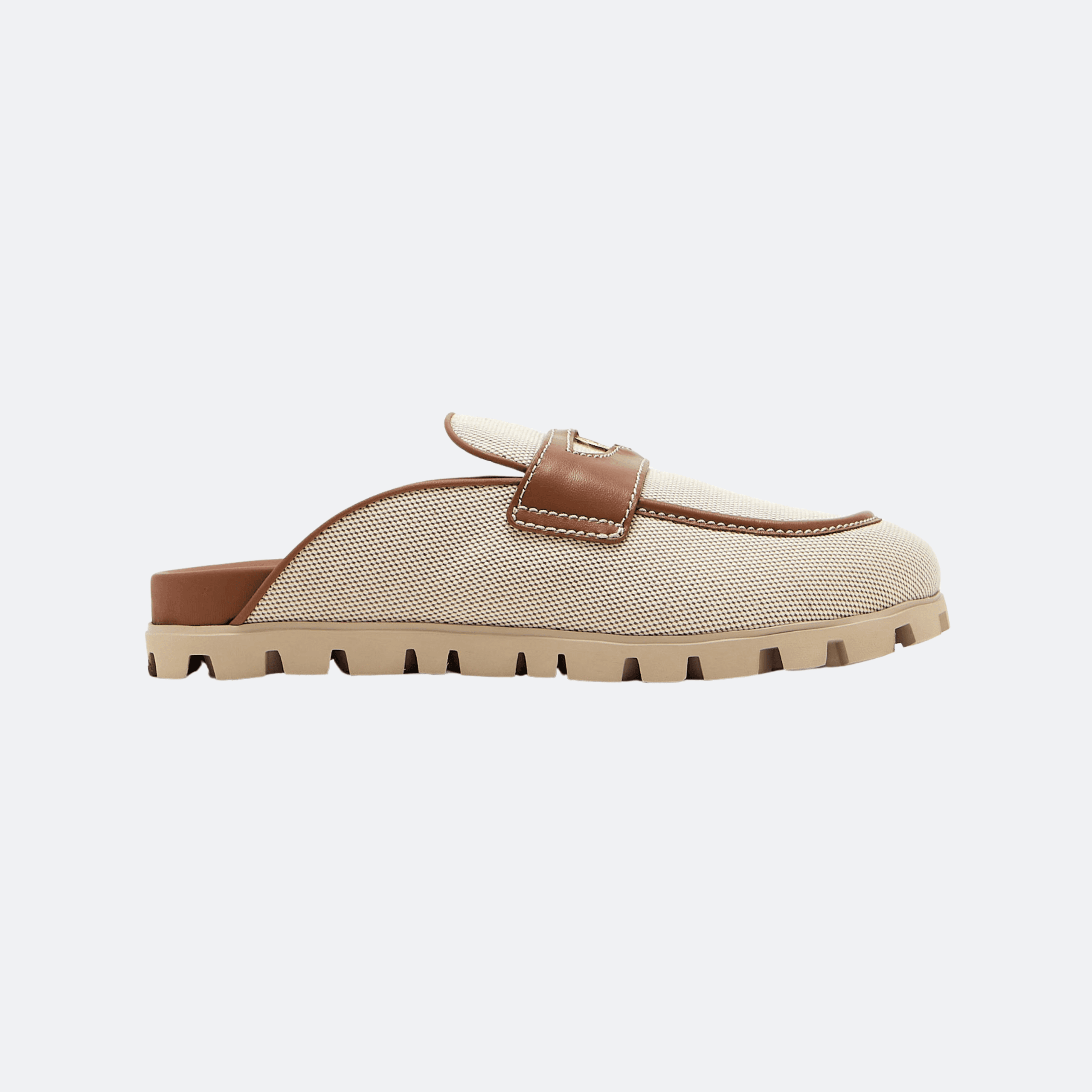 Miu Miu Canvas Mule Loafers - Beige