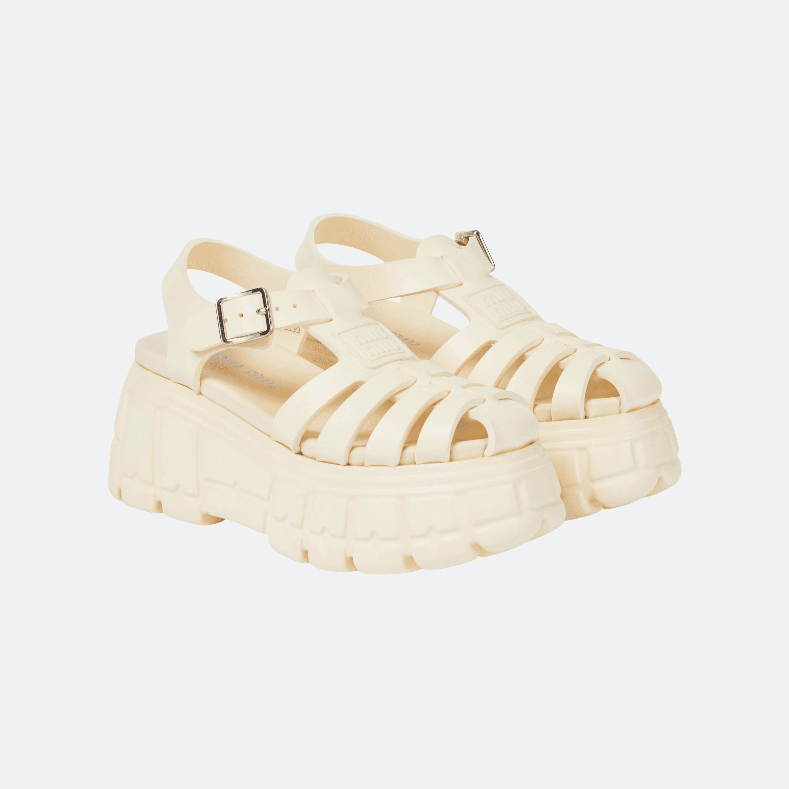 Miu Miu Eva Rubber Cage Platform Sandals For Women - Ivory alternate