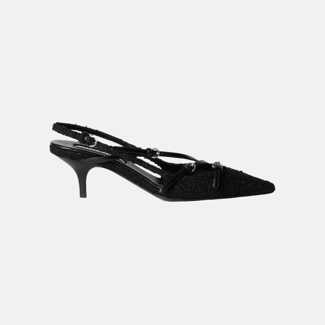 Miu Miu Fabric Black Slingbacks with Straps