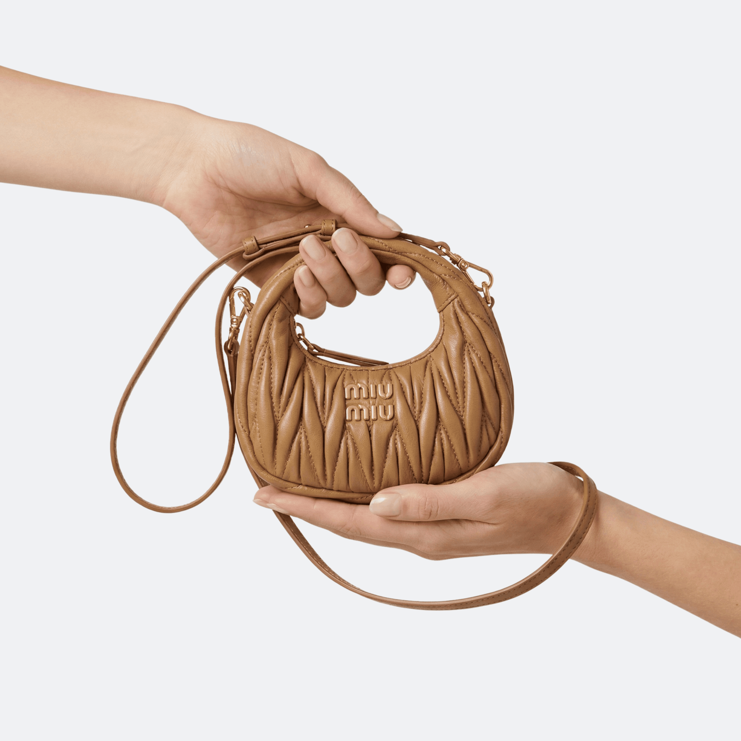 Miu Miu Matelassé Leather Micro Hobo Bag - Caramel alternate