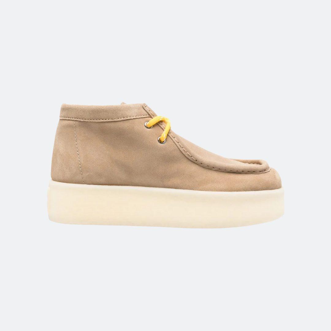 Miu Miu Suede Beige Wedge Ankle Boots