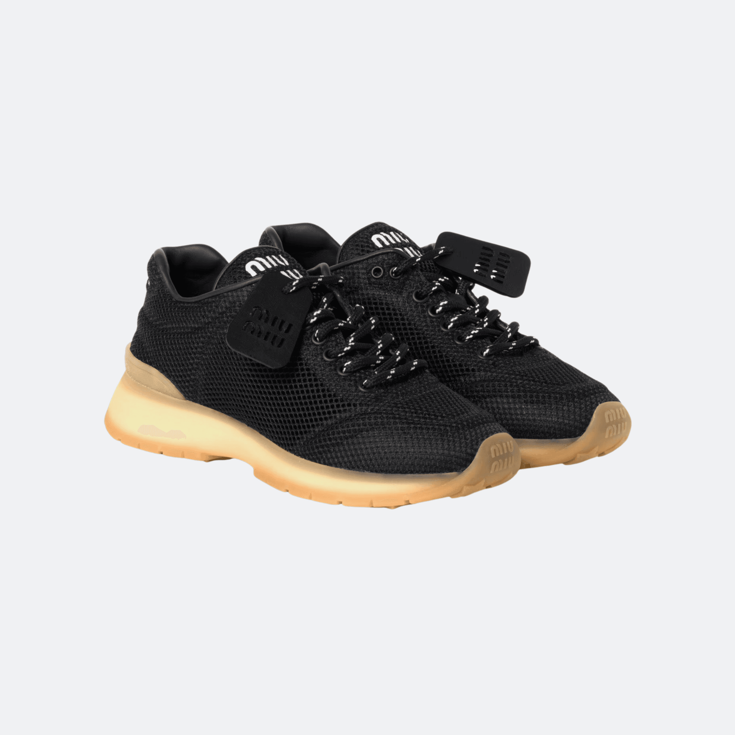 Miu Miu Technical Mesh Low-Top Sneakers - Black alternate