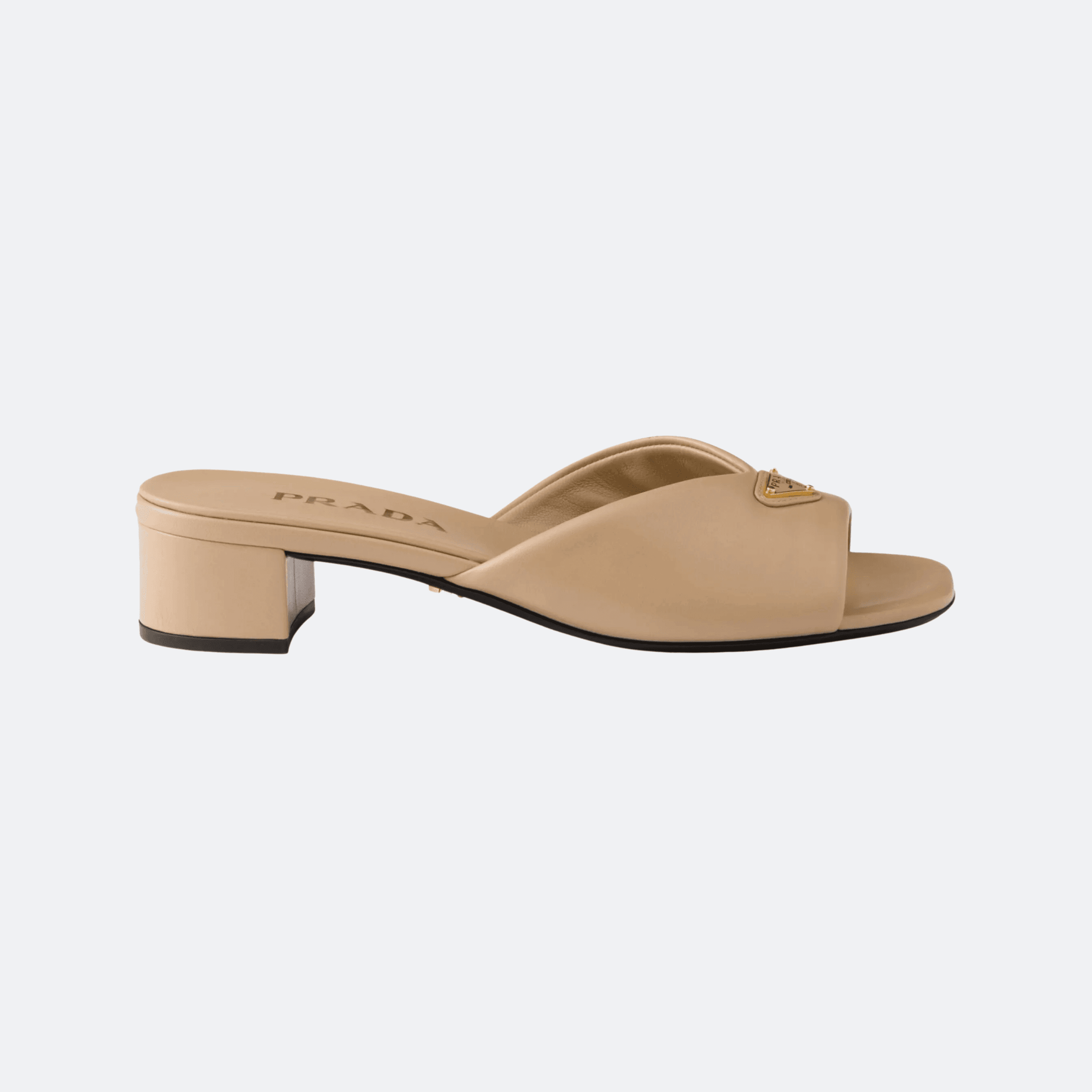 Prada 35mm Padded Leather Sandals For Women - Beige