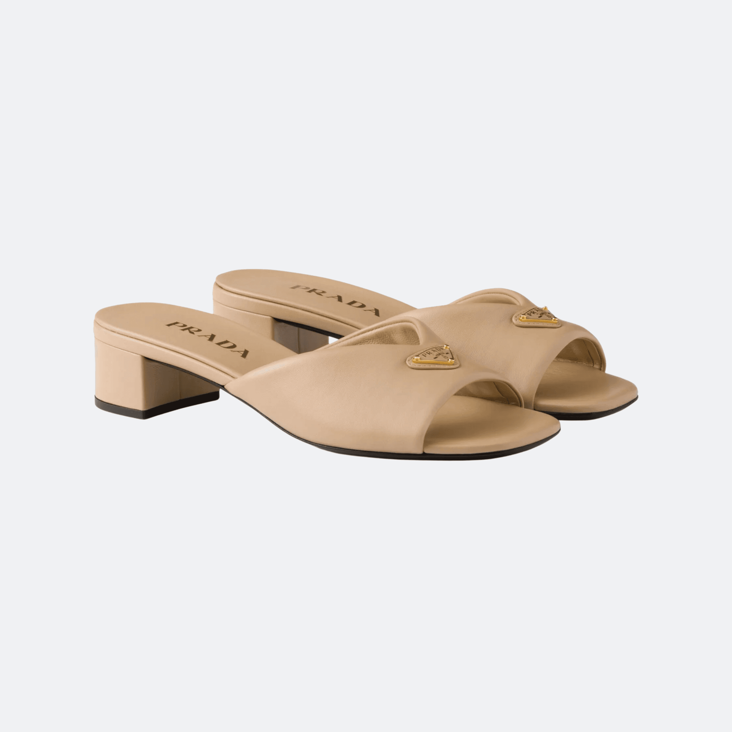 Prada 35mm Padded Leather Sandals For Women - Beige alternate