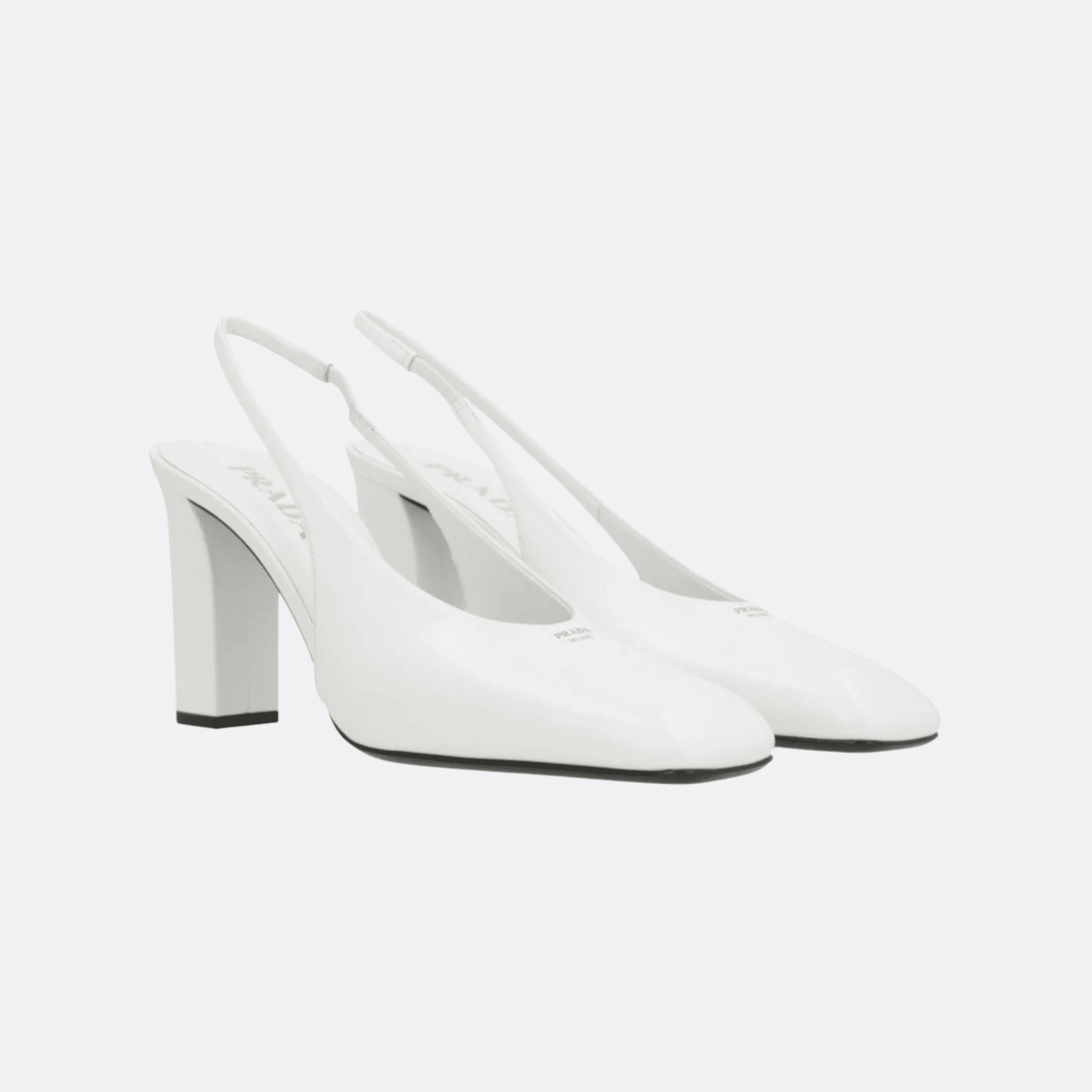 Prada 85 mm Leather Slingback Pumps - White alternate