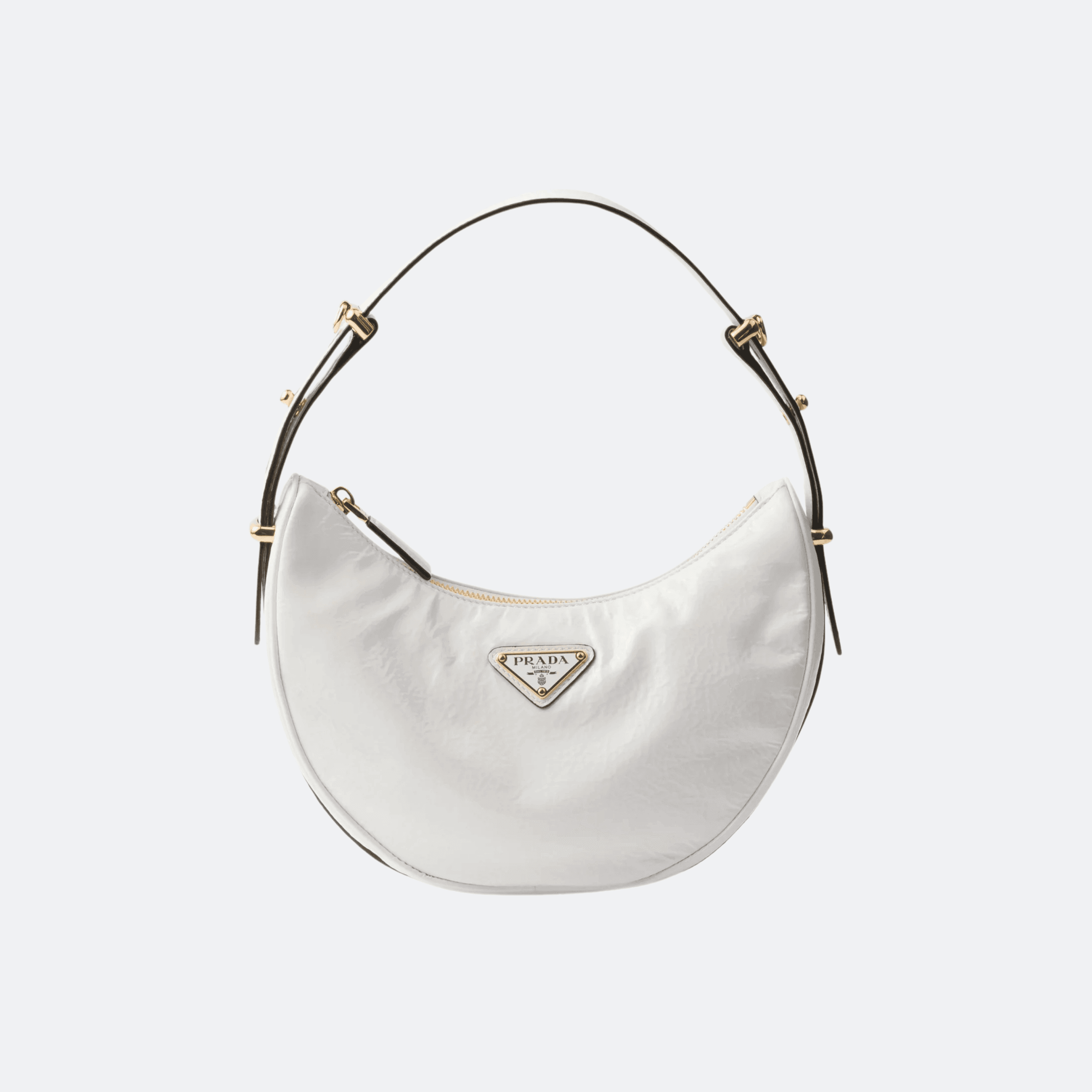 Prada Arqué Naplak Patent Leather Bag for Women - White