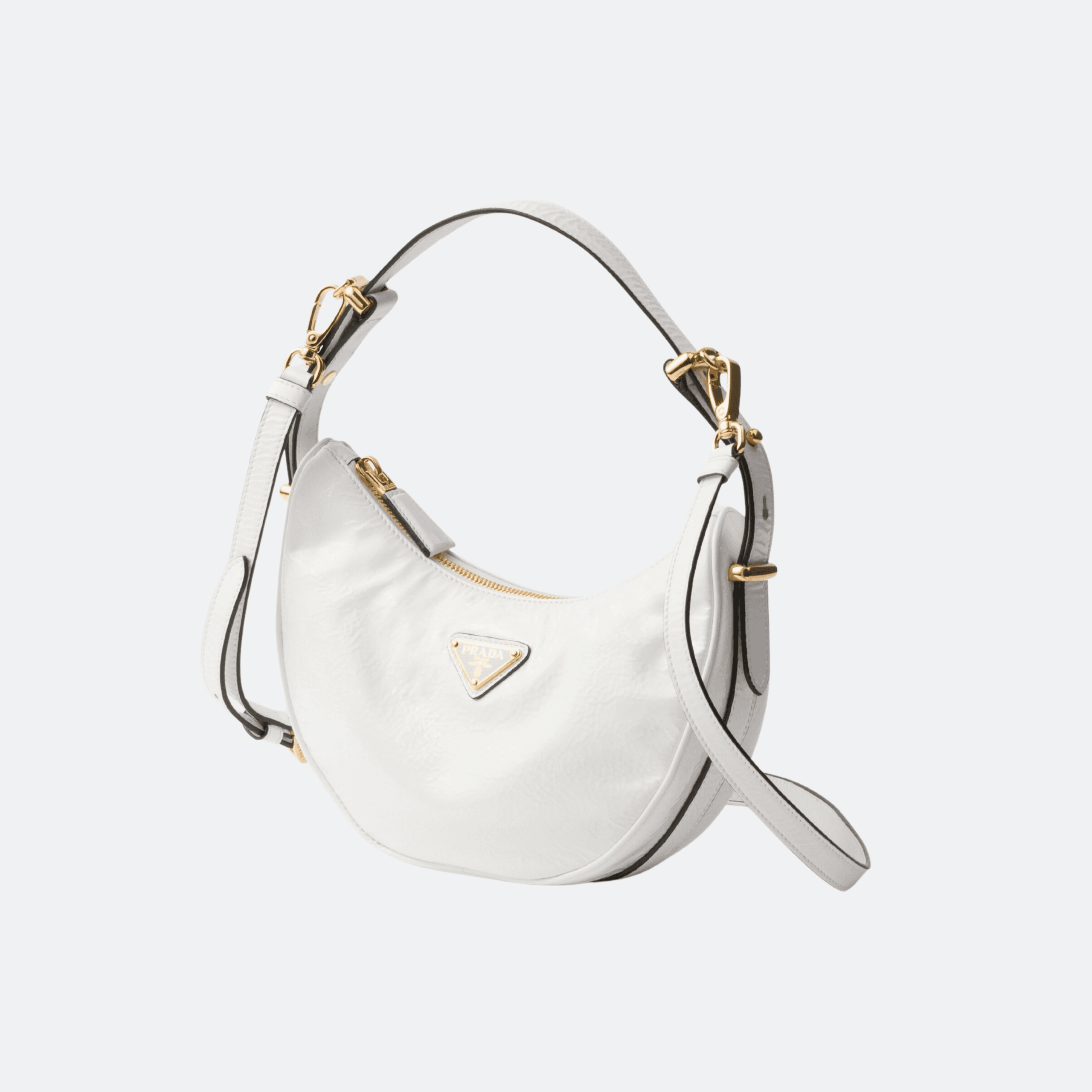 Prada Arqué Naplak Patent Leather Bag for Women - White alternate