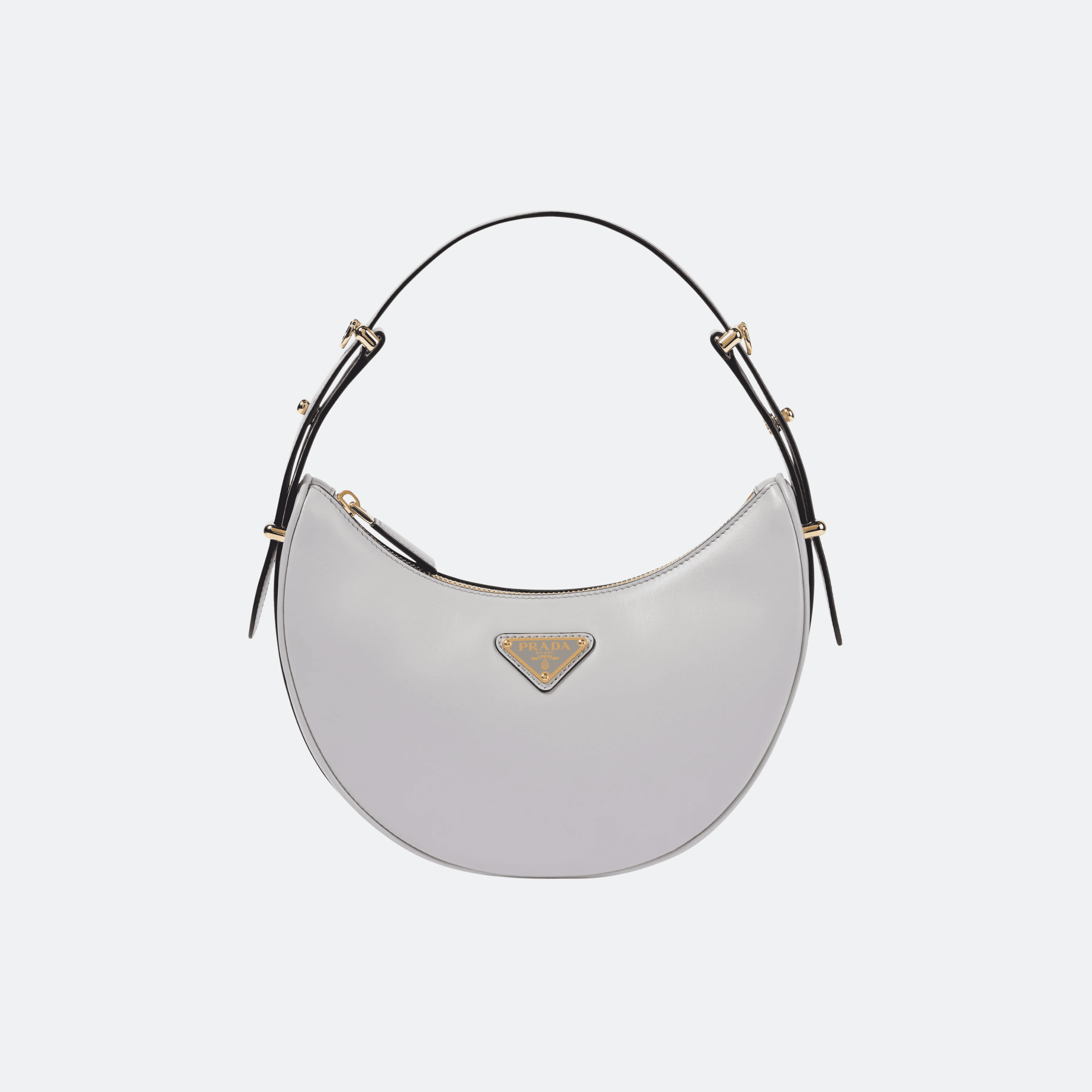 Prada Arqué Small Leather Shoulder Bag - Grey