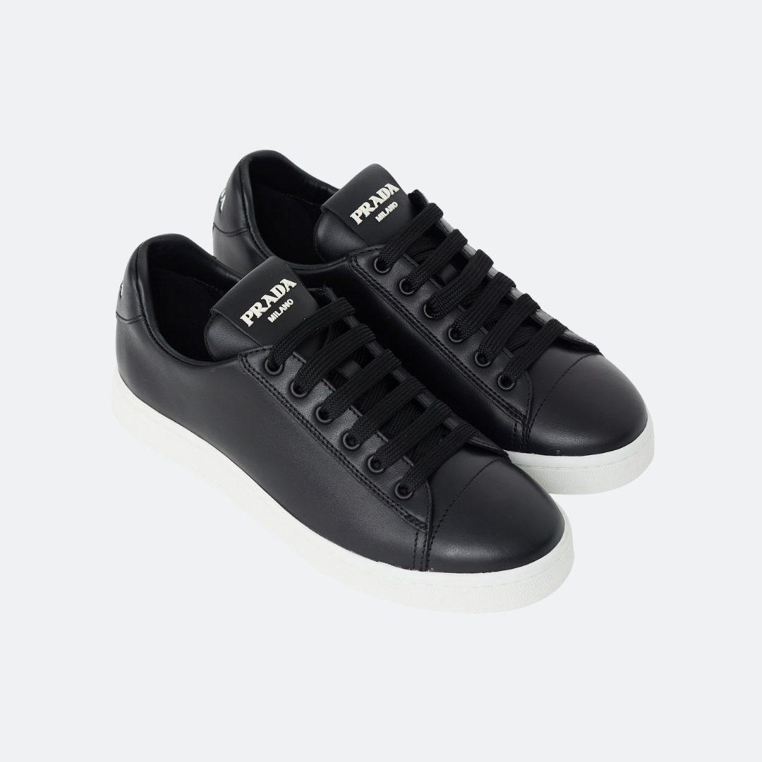 Prada Black Leather Men Sneakers alternate