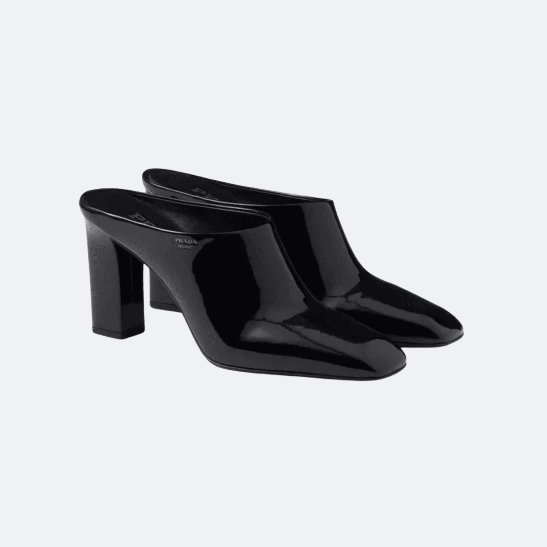 Prada Black Patent Leather Mules alternate