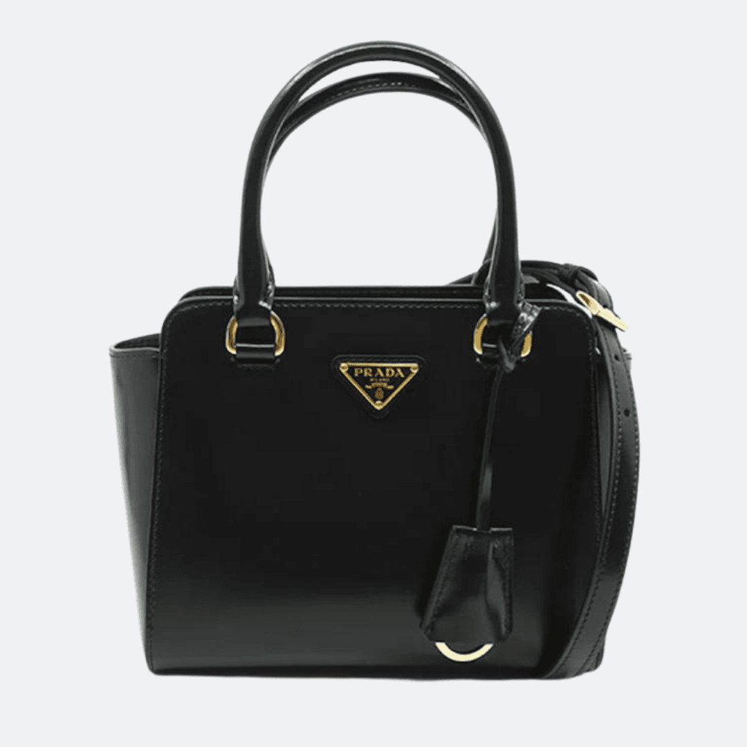 Prada Black Shining Leather Shoulder Bag