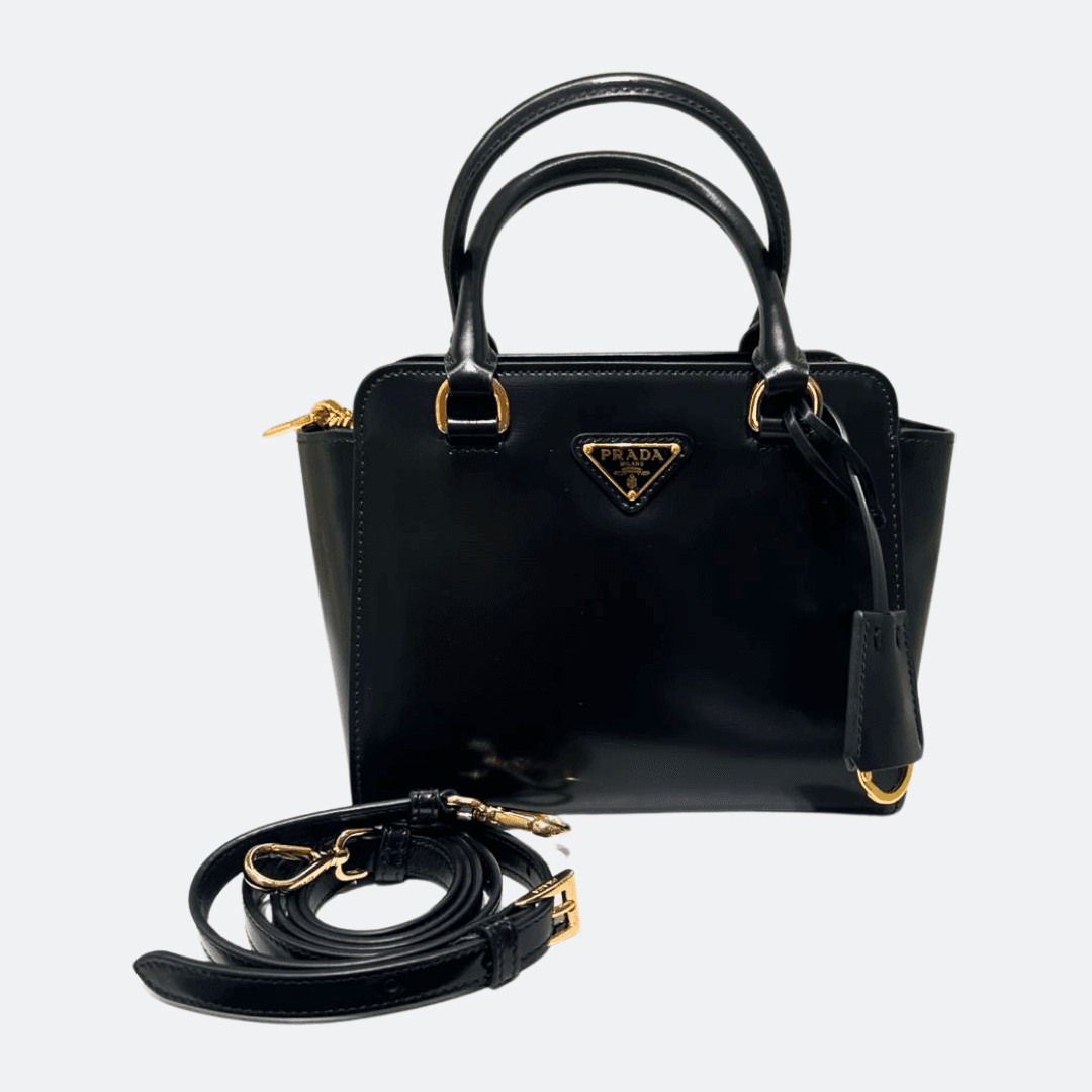 Prada Black Shining Leather Shoulder Bag alternate