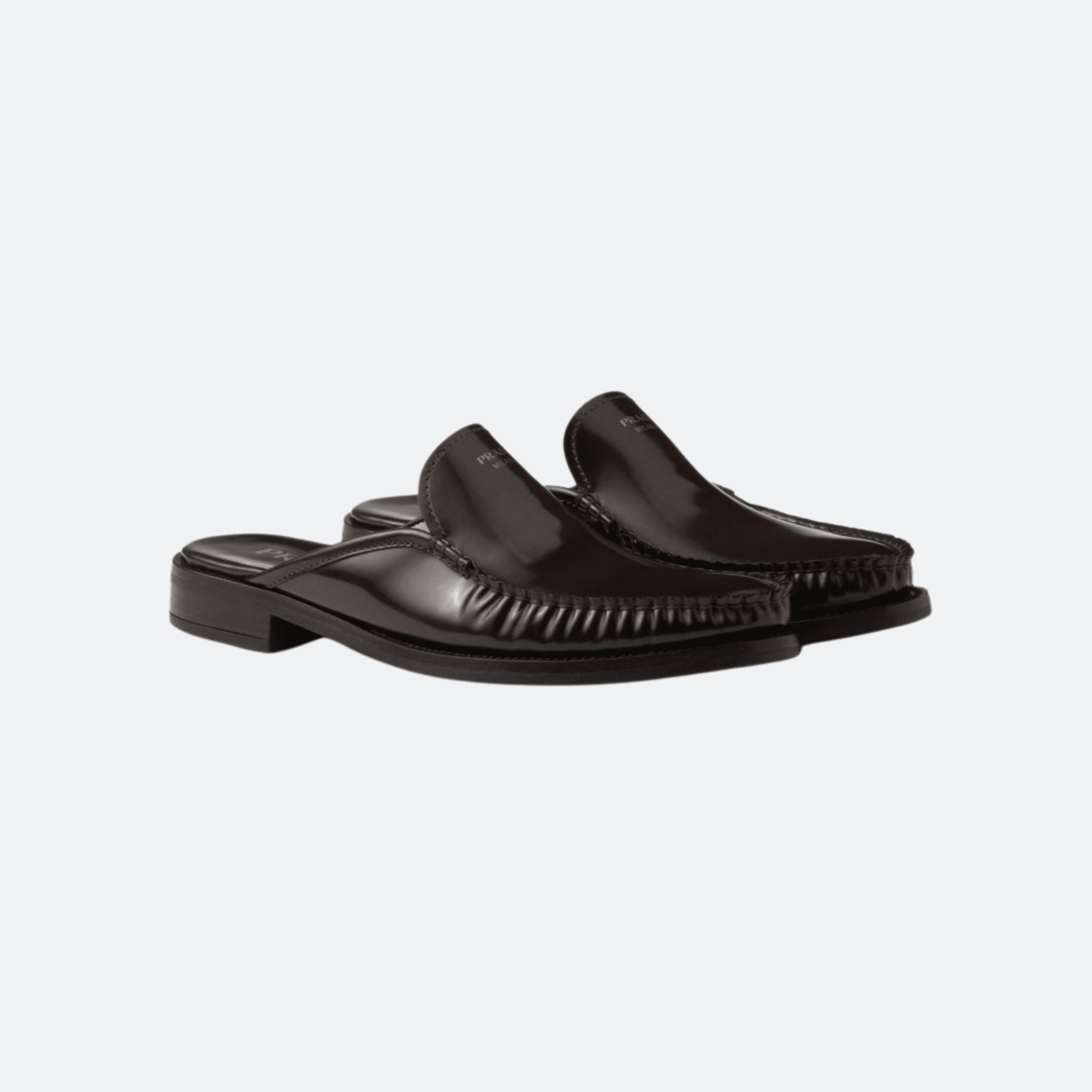 Prada Brushed Leather Mules for Women - Dark Brown alternate