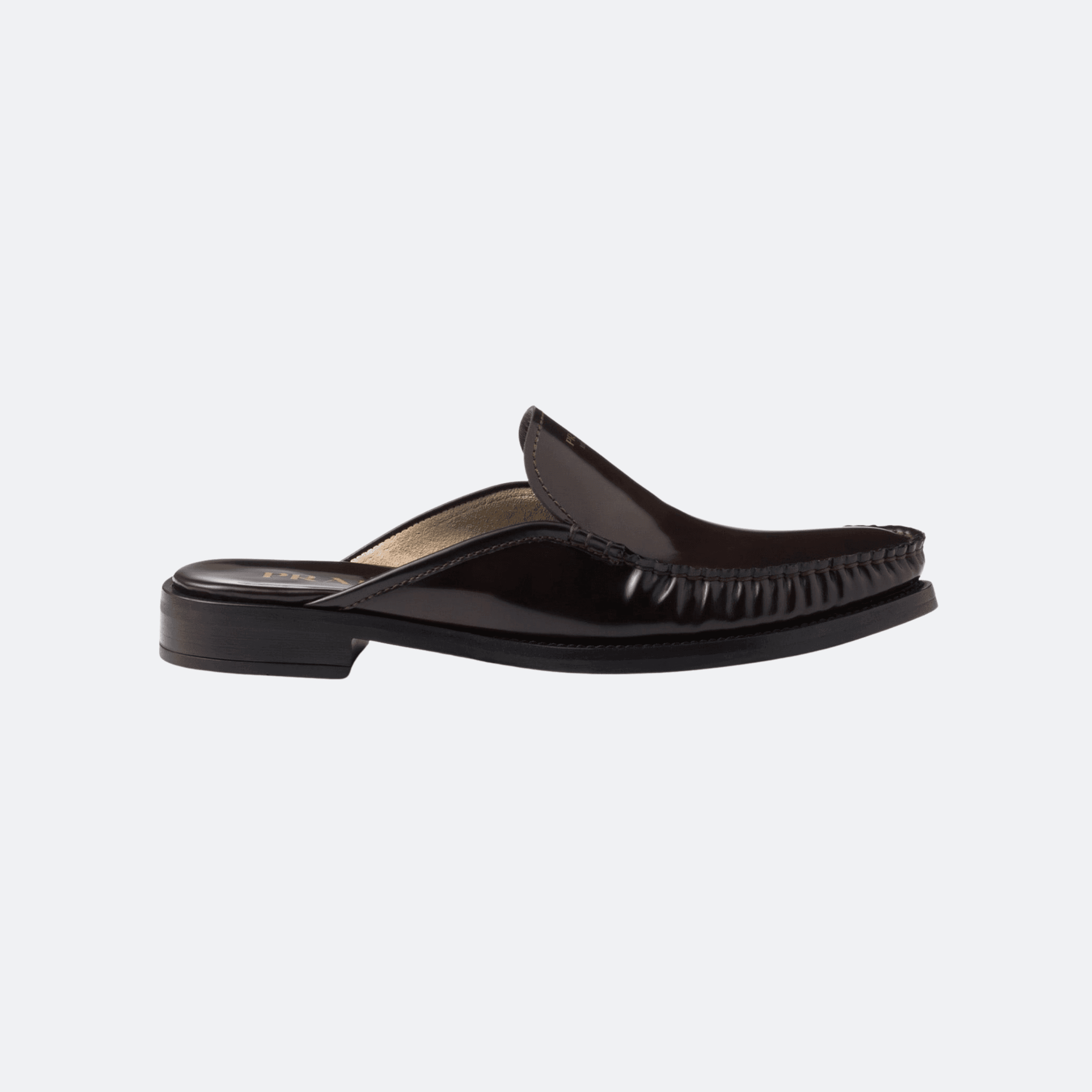 Prada Brushed Leather Women's Closed Slippers - Brown