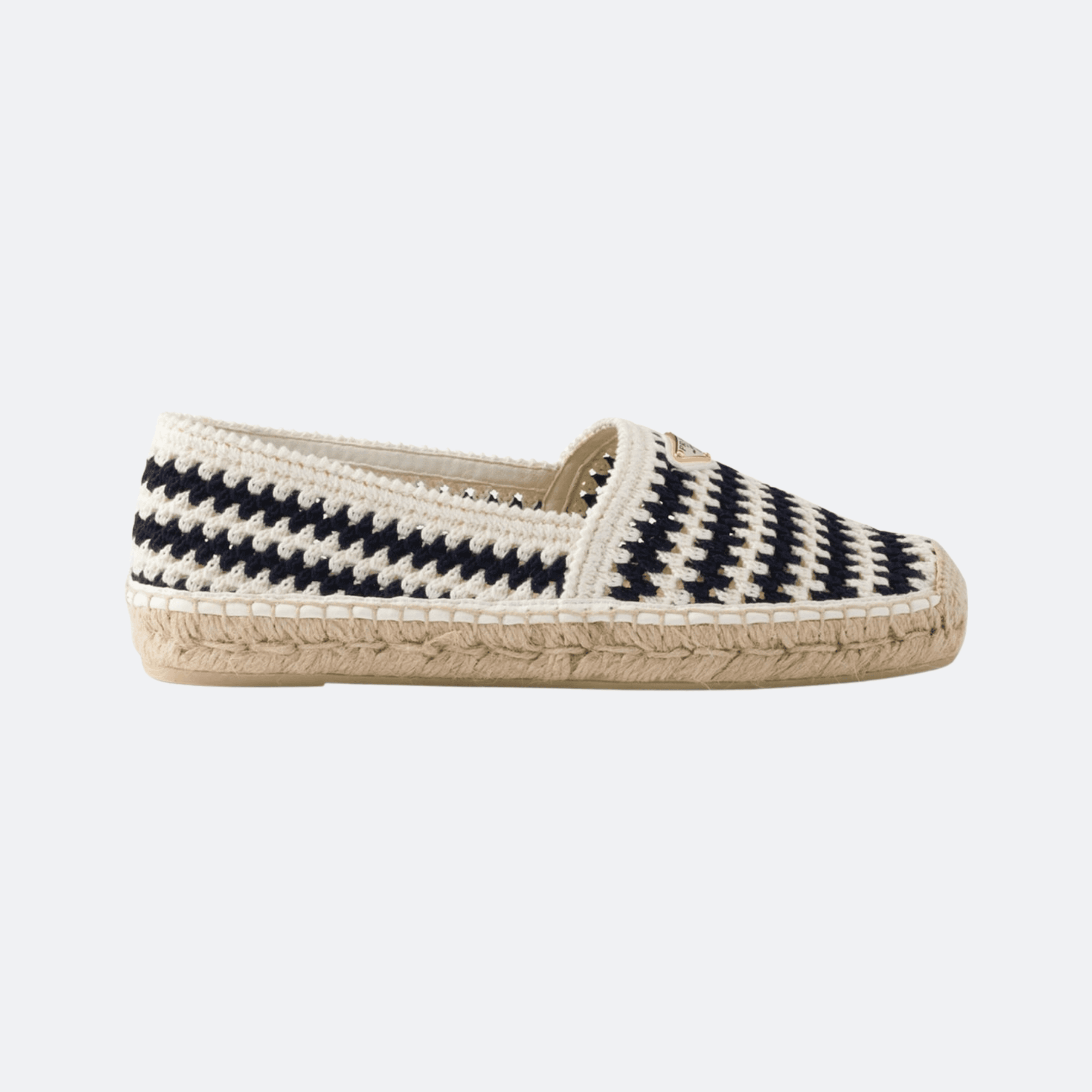 Prada Crochet Espadrilles for Women - Ivory/Navy