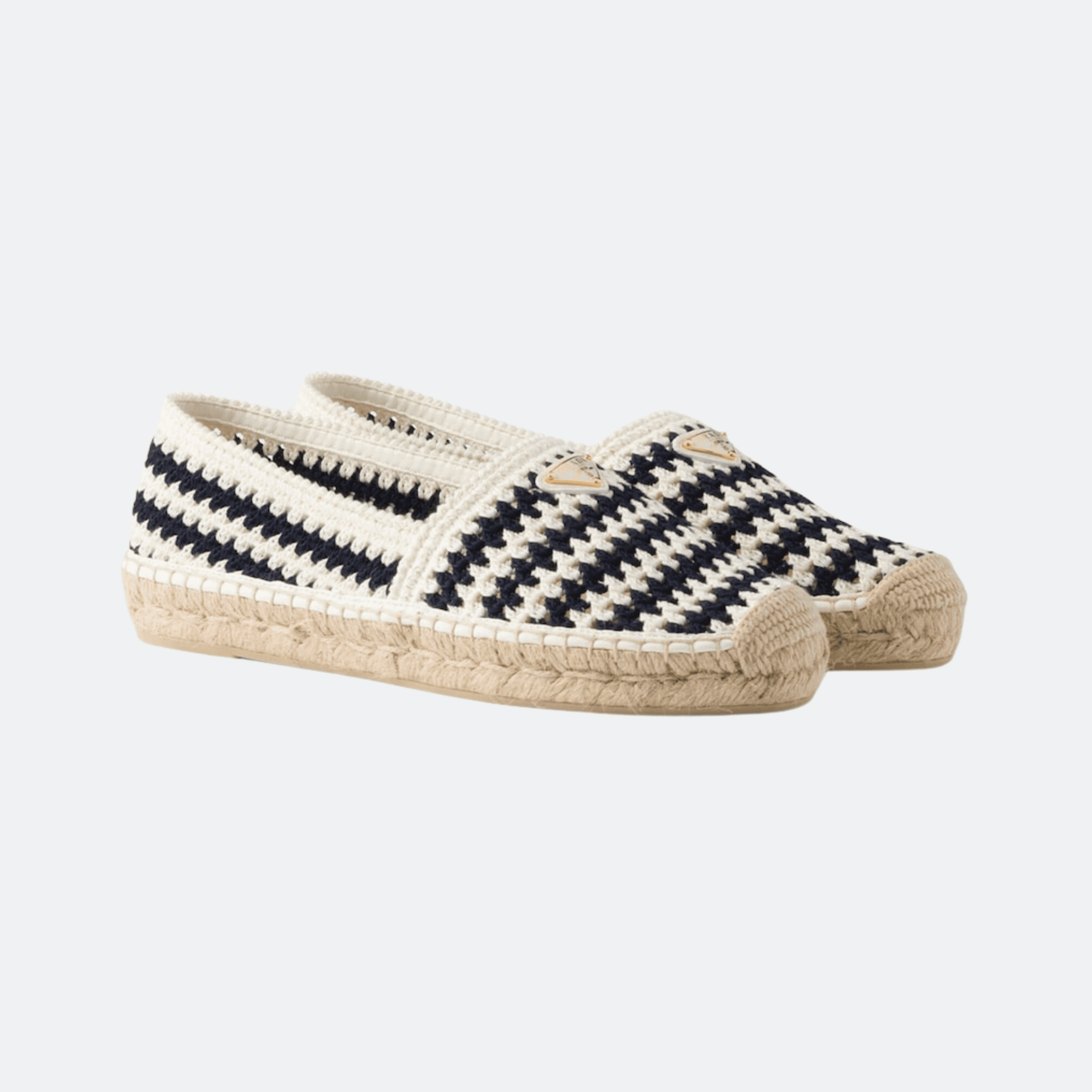 Prada Crochet Espadrilles for Women - Ivory/Navy alternate