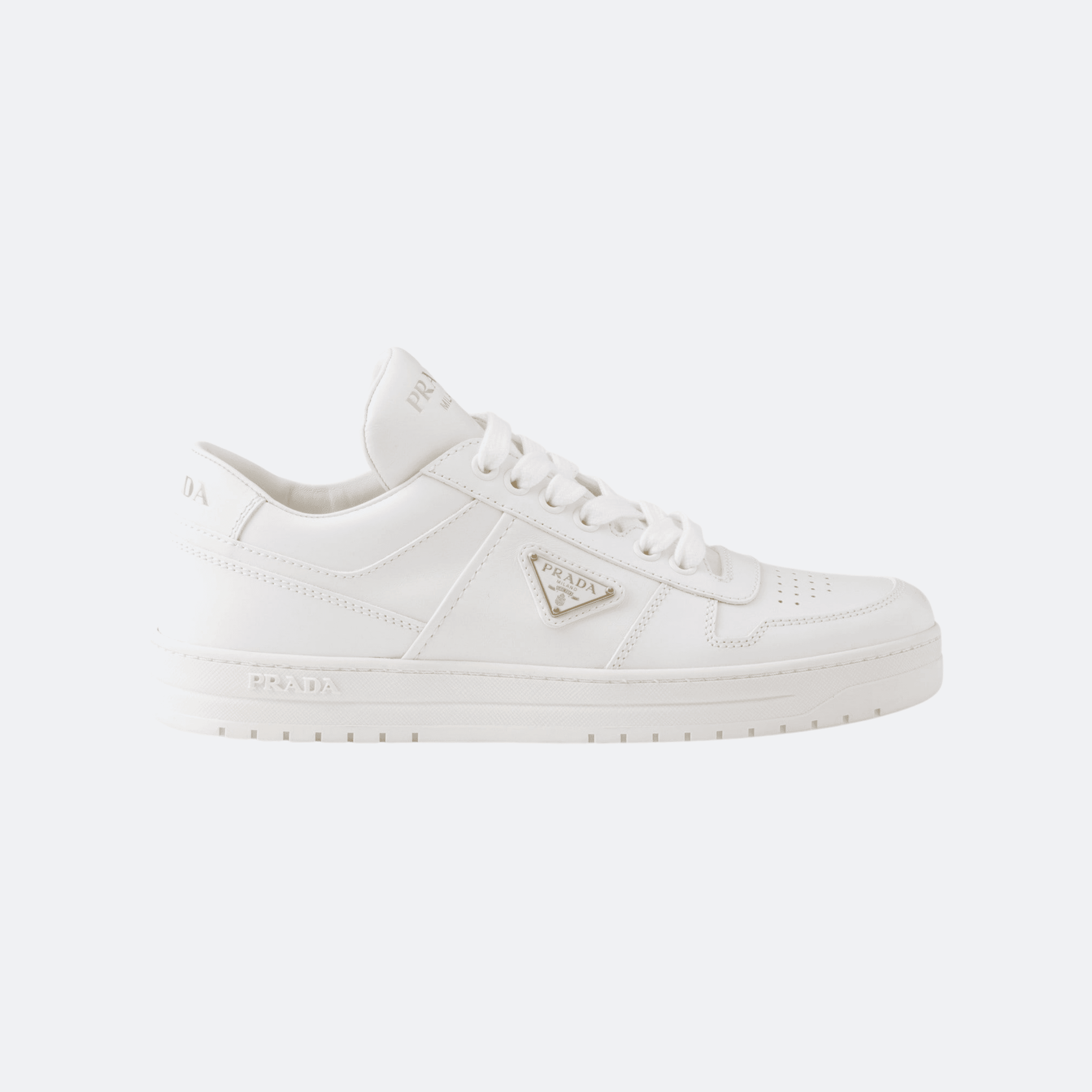Prada Downtown White Leather Sneakers for Women