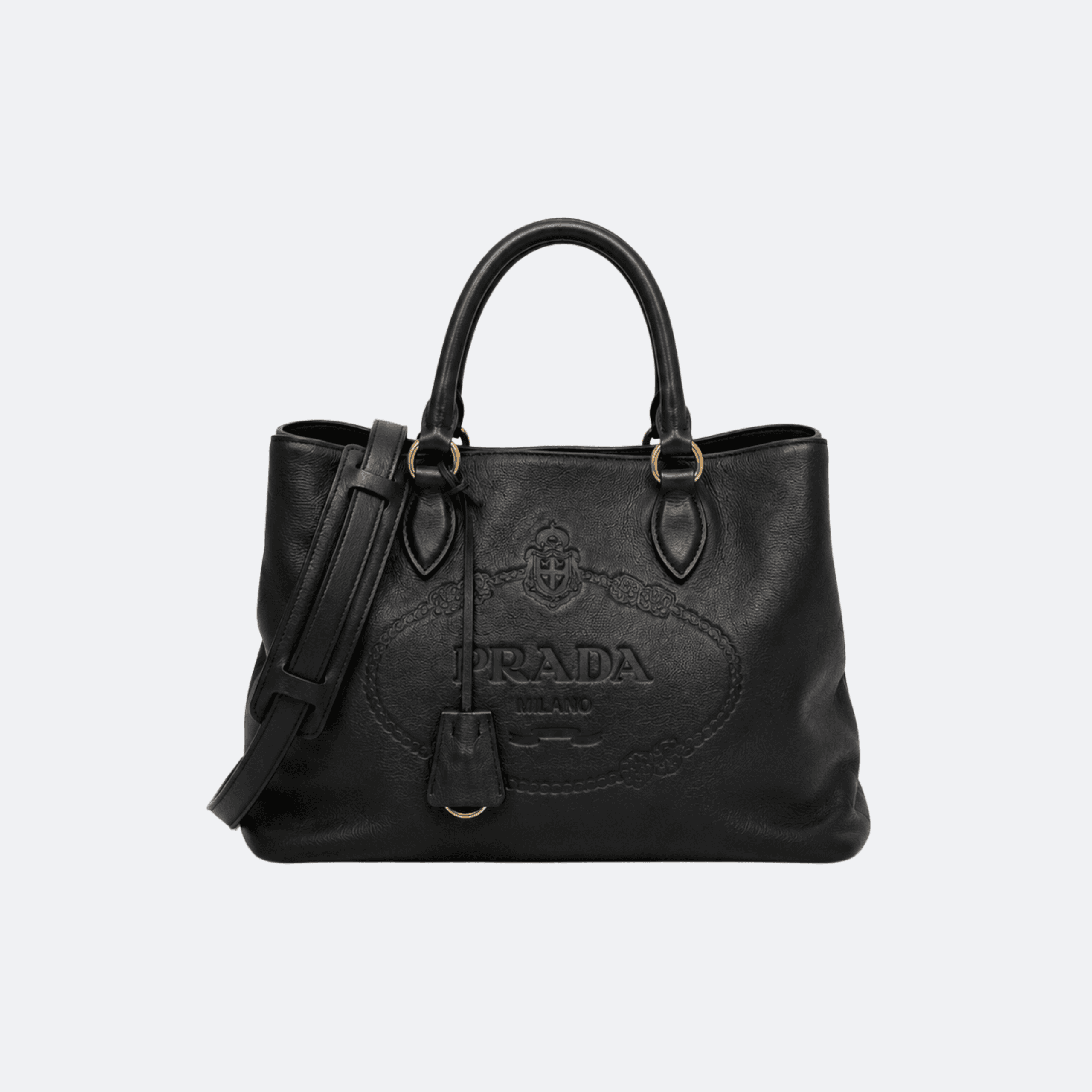 Prada Glace Leather Tote Bag - Black