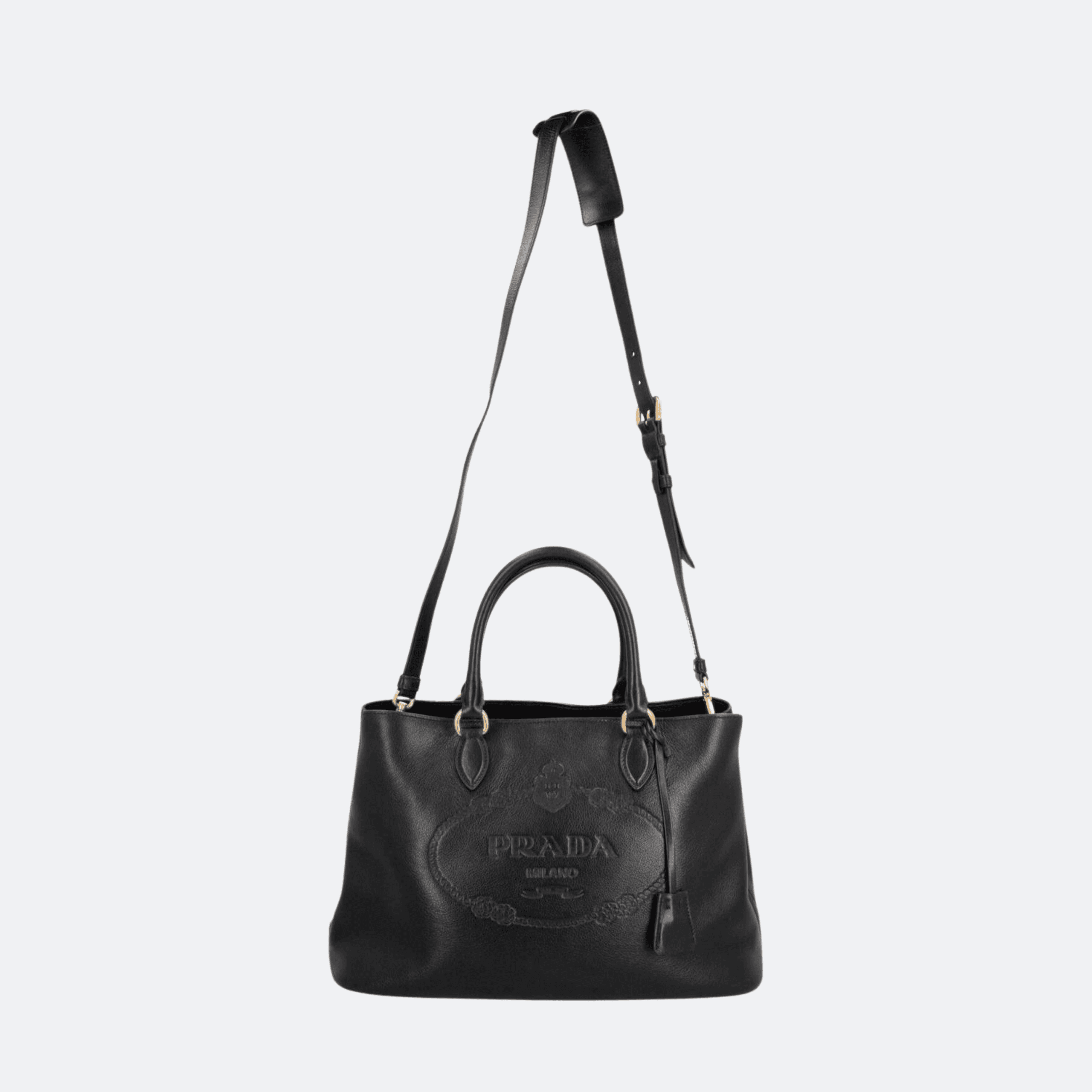 Prada Glace Leather Tote Bag - Black alternate