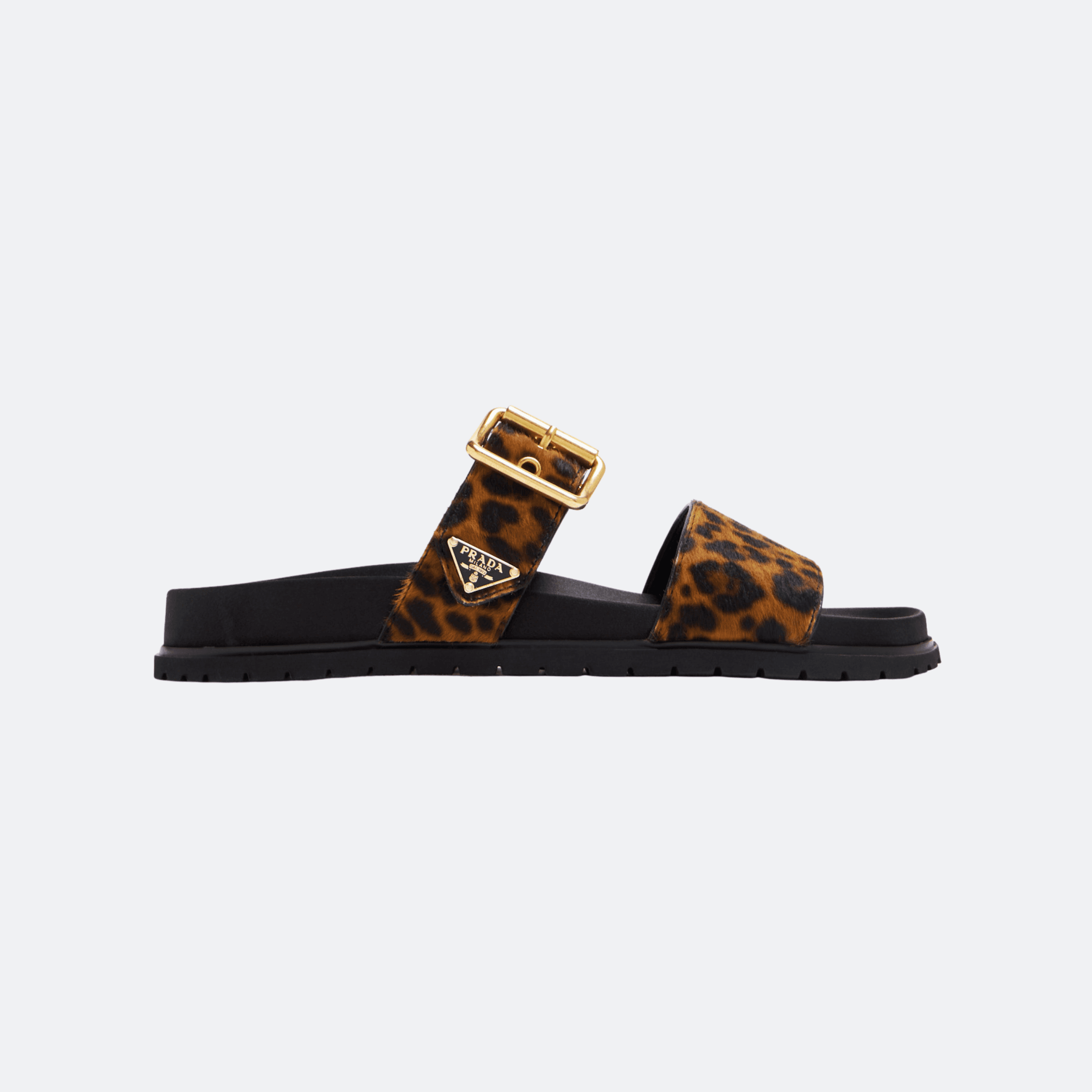 Prada Haircalf Leopard-Print Slide Sandals